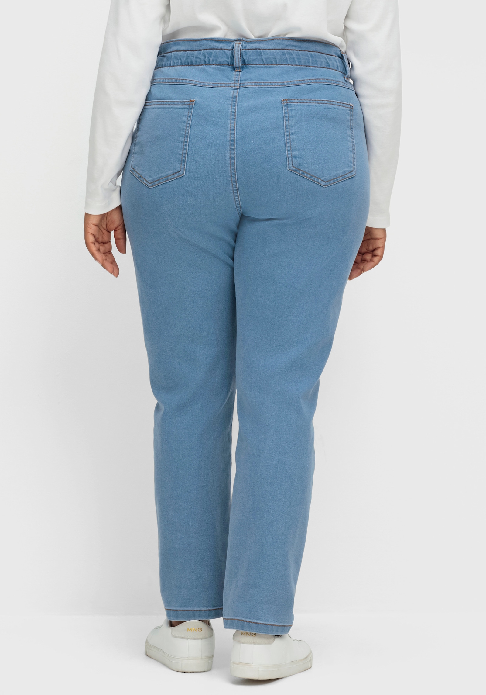 Jeans im Paperbag-Schnitt - blue-bleached