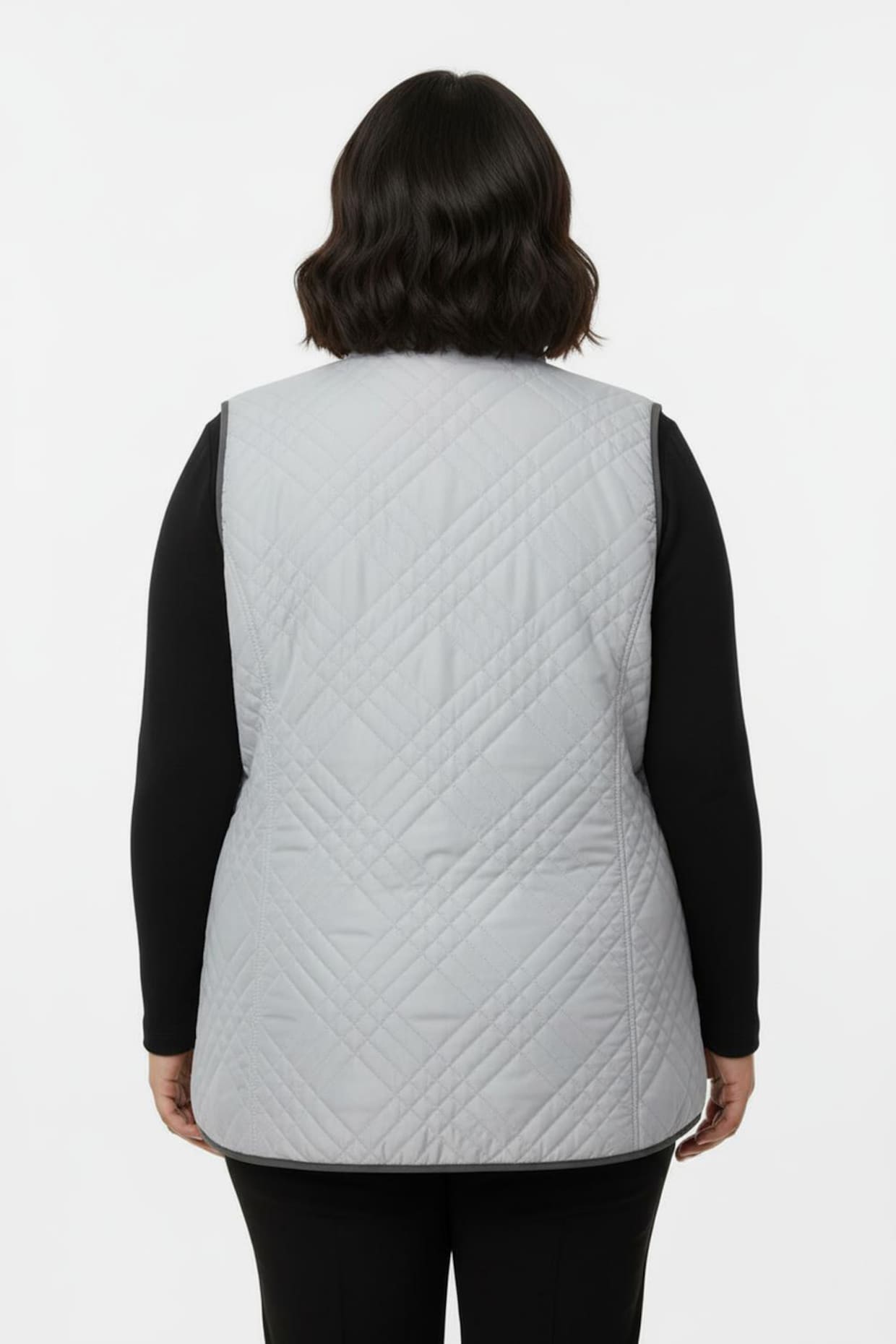 Steppweste mit Reißverschluss-Taschen - hellgrau