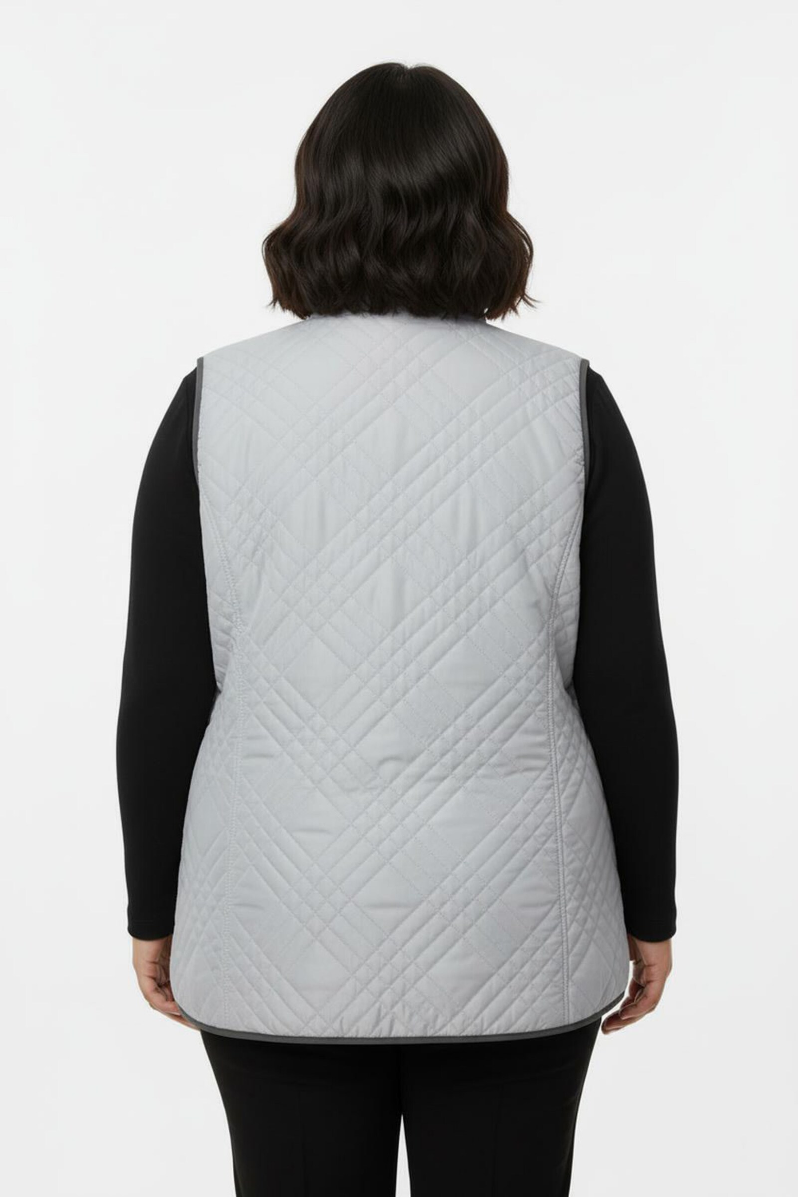 Steppweste mit Reißverschluss-Taschen - hellgrau
