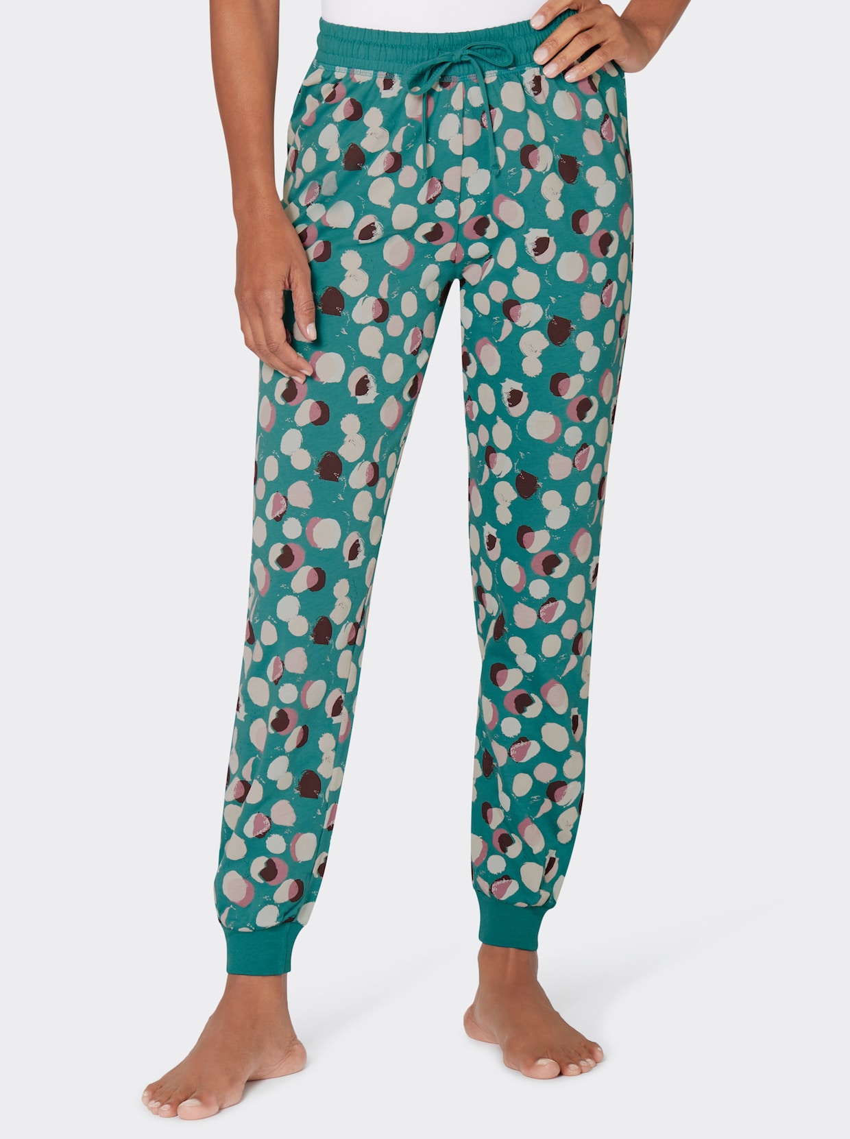 wäschepur Pyjama-Broek - smaragdgroen geprint