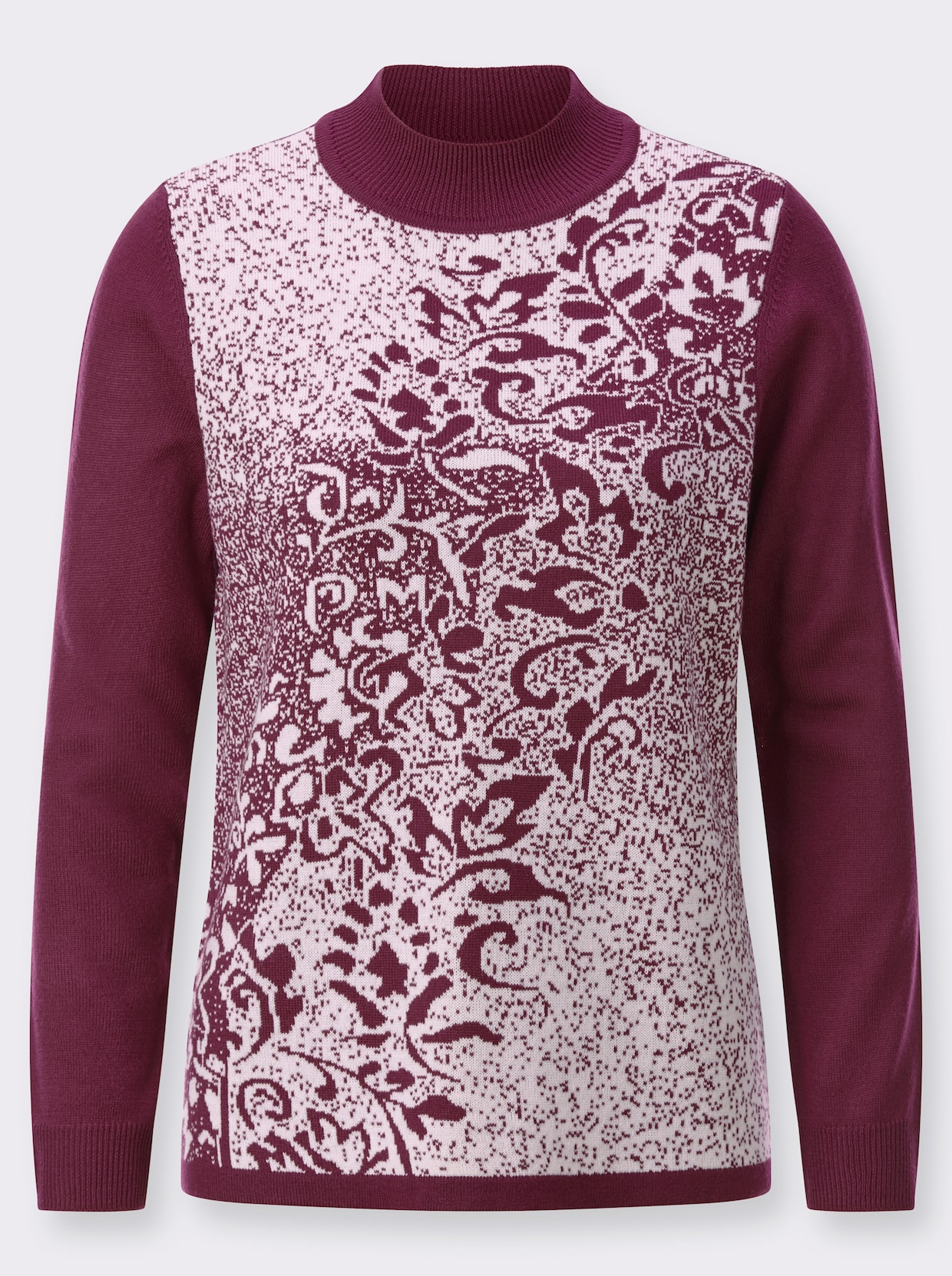 Jacquard-Pullover - malve-ecru-gemustert