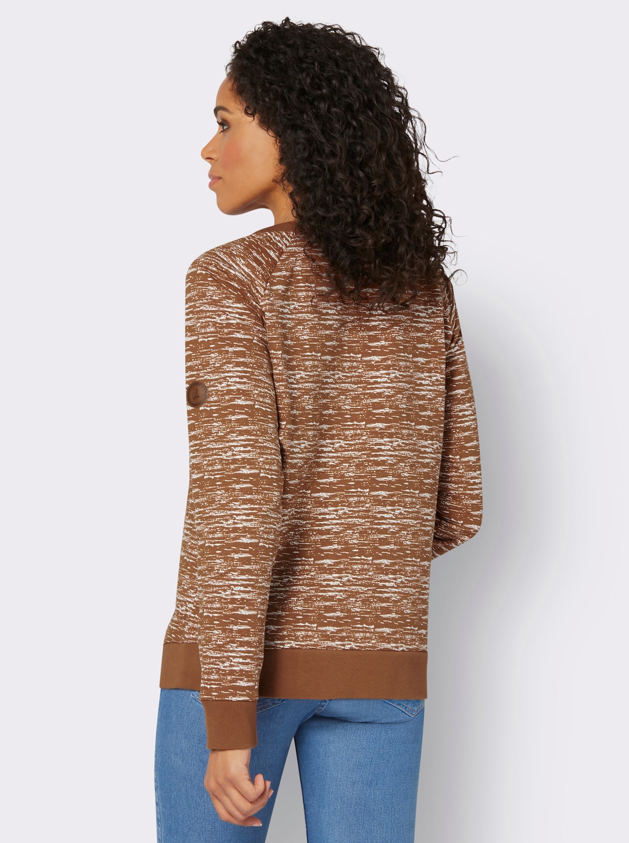 Sweatshirt - cognac-ecru-bedruckt