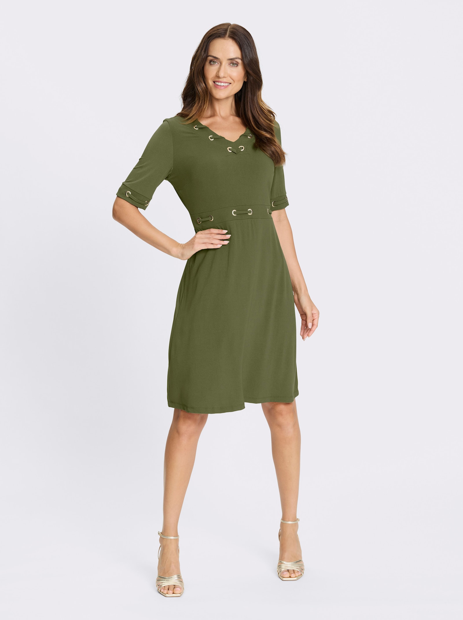 heine Shirtkleid mit Ösen - oliv