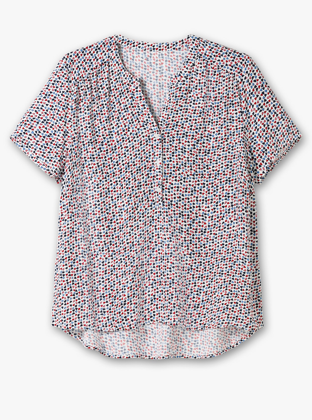 Druckbluse - ecru-erdbeere-bedruckt