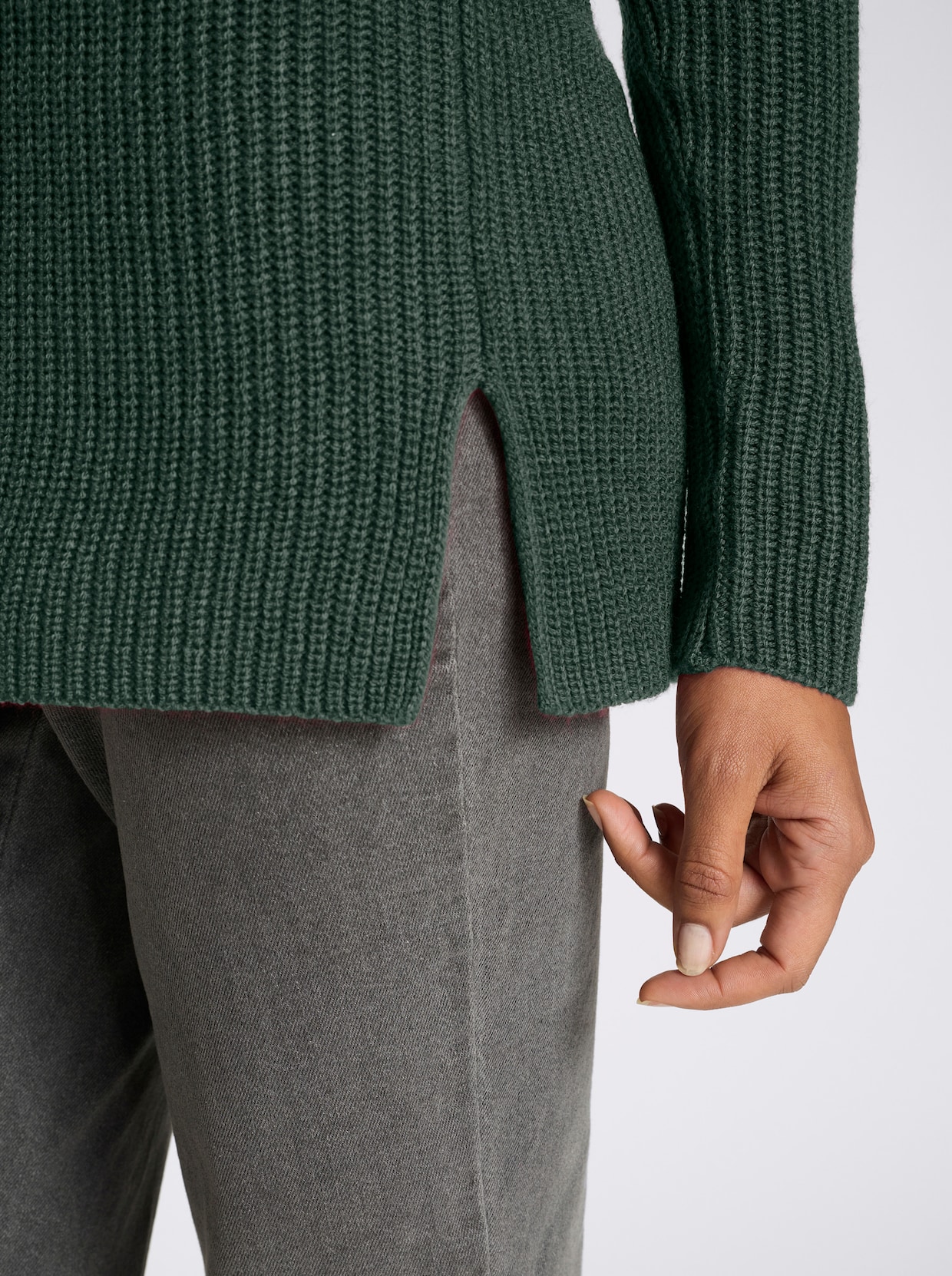 Longpullover in Ripp-Optik - moos