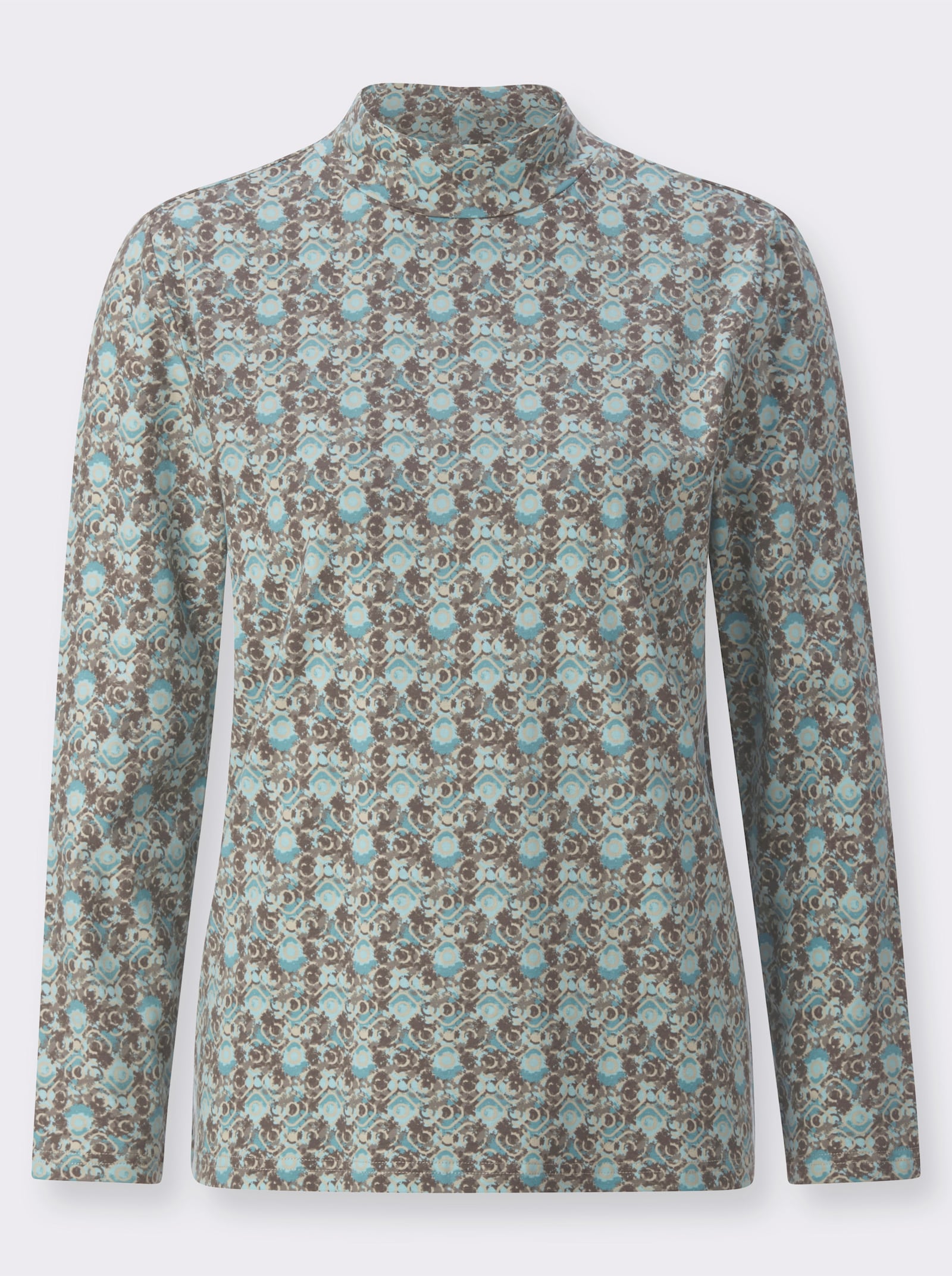 Stehkragenshirt aus Baumwoll-Stretch - mint-bedruckt