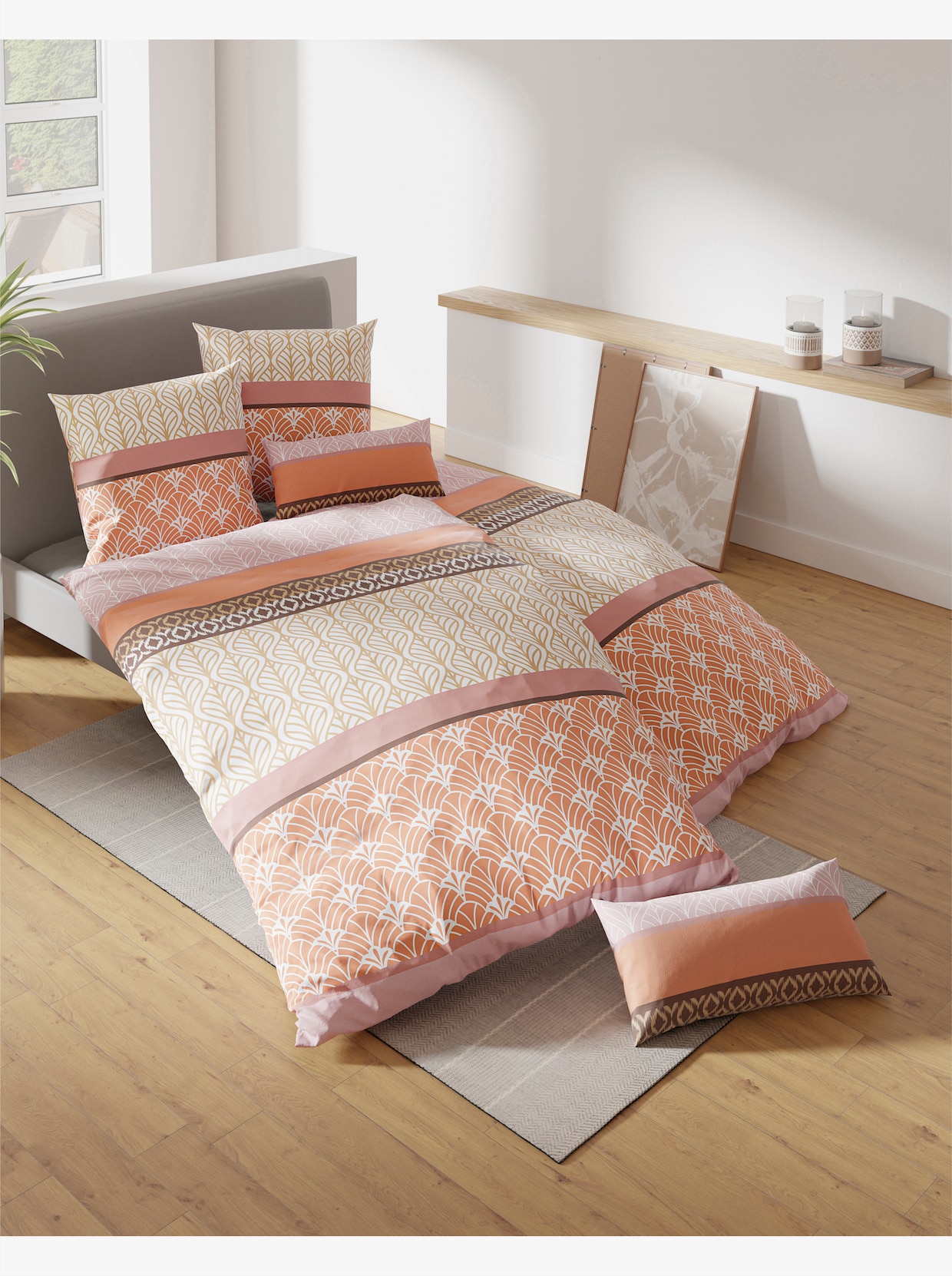 wäschepur Bettwäsche im Ornamentik-Dessin - hortensie-camel-bedruckt