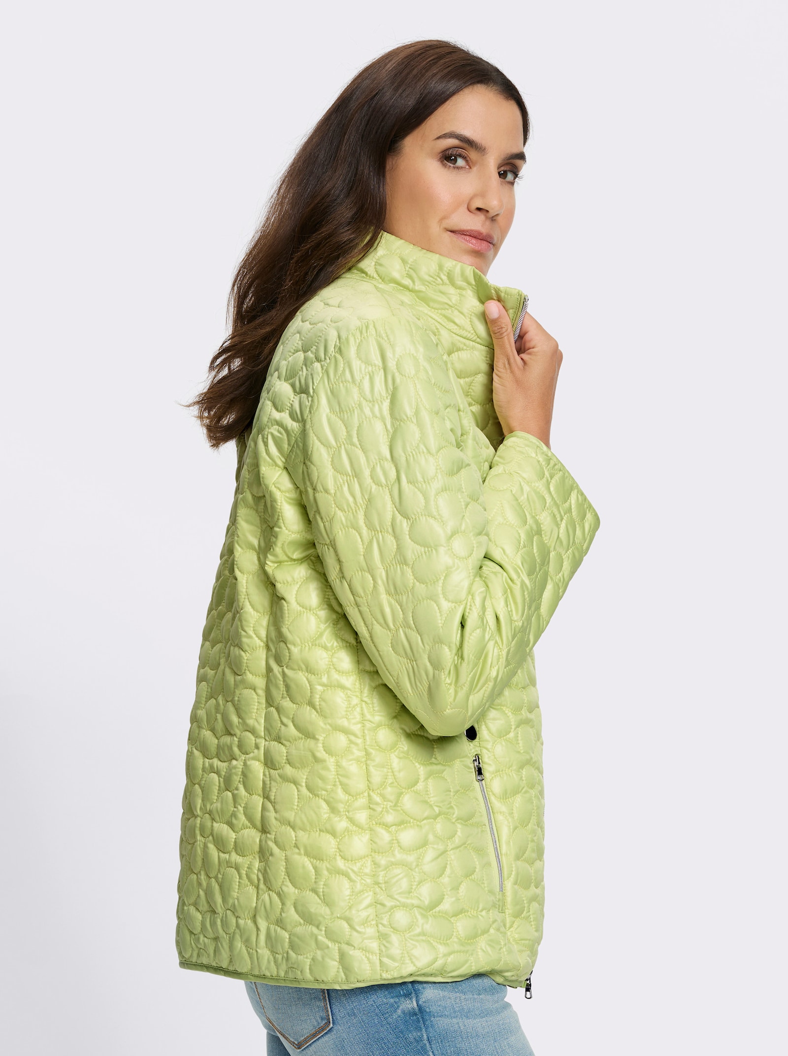 Steppjacke in Blüten-Steppung - pistazie