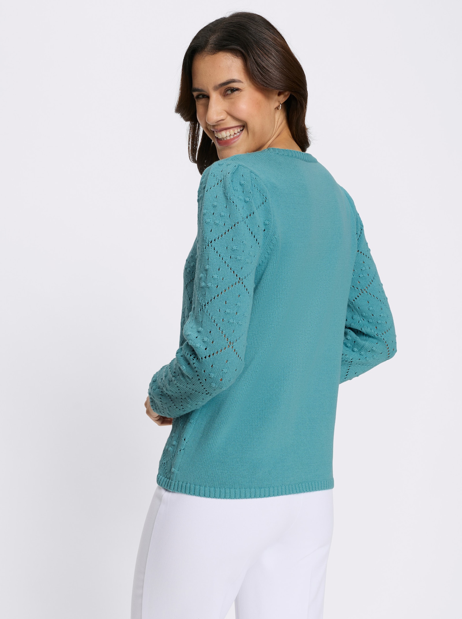 Langarm-Pullover mit glattem Rückenteil - ozean