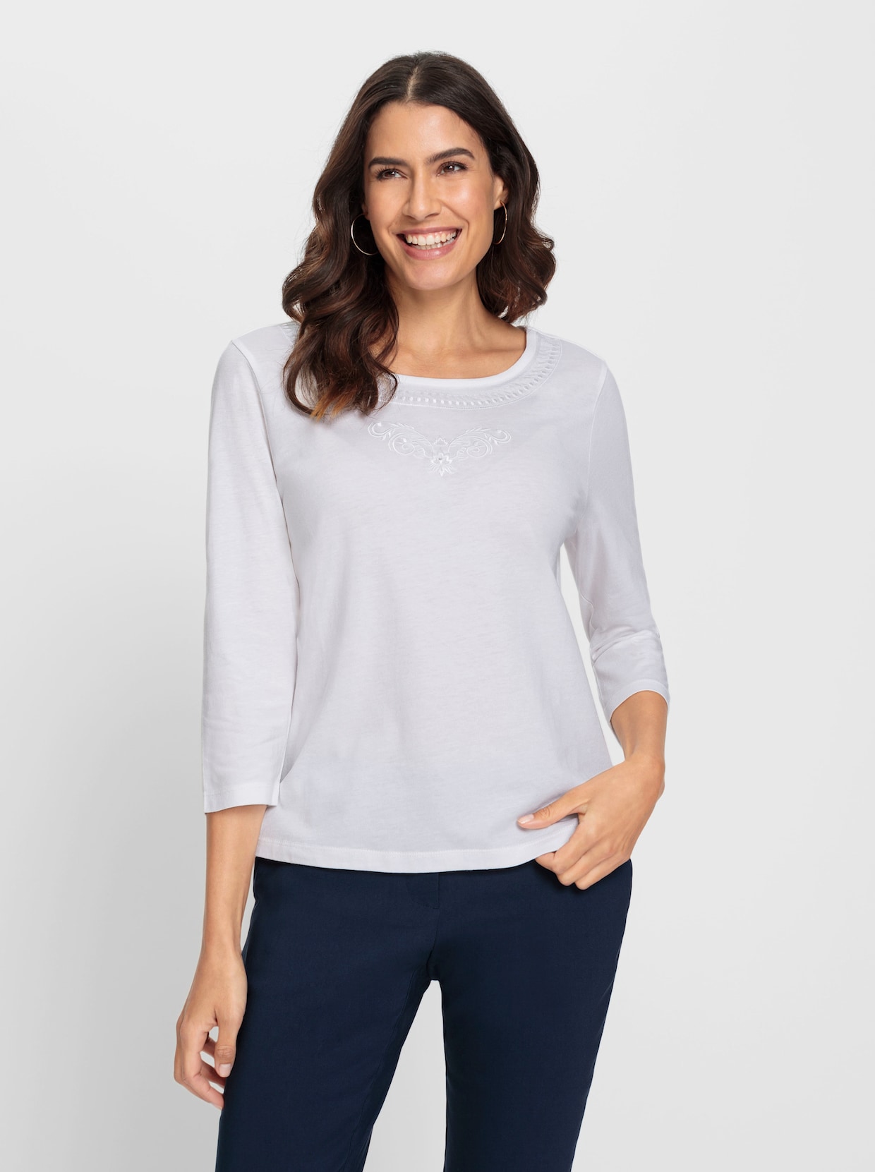 Shirt met ronde hals - ecru