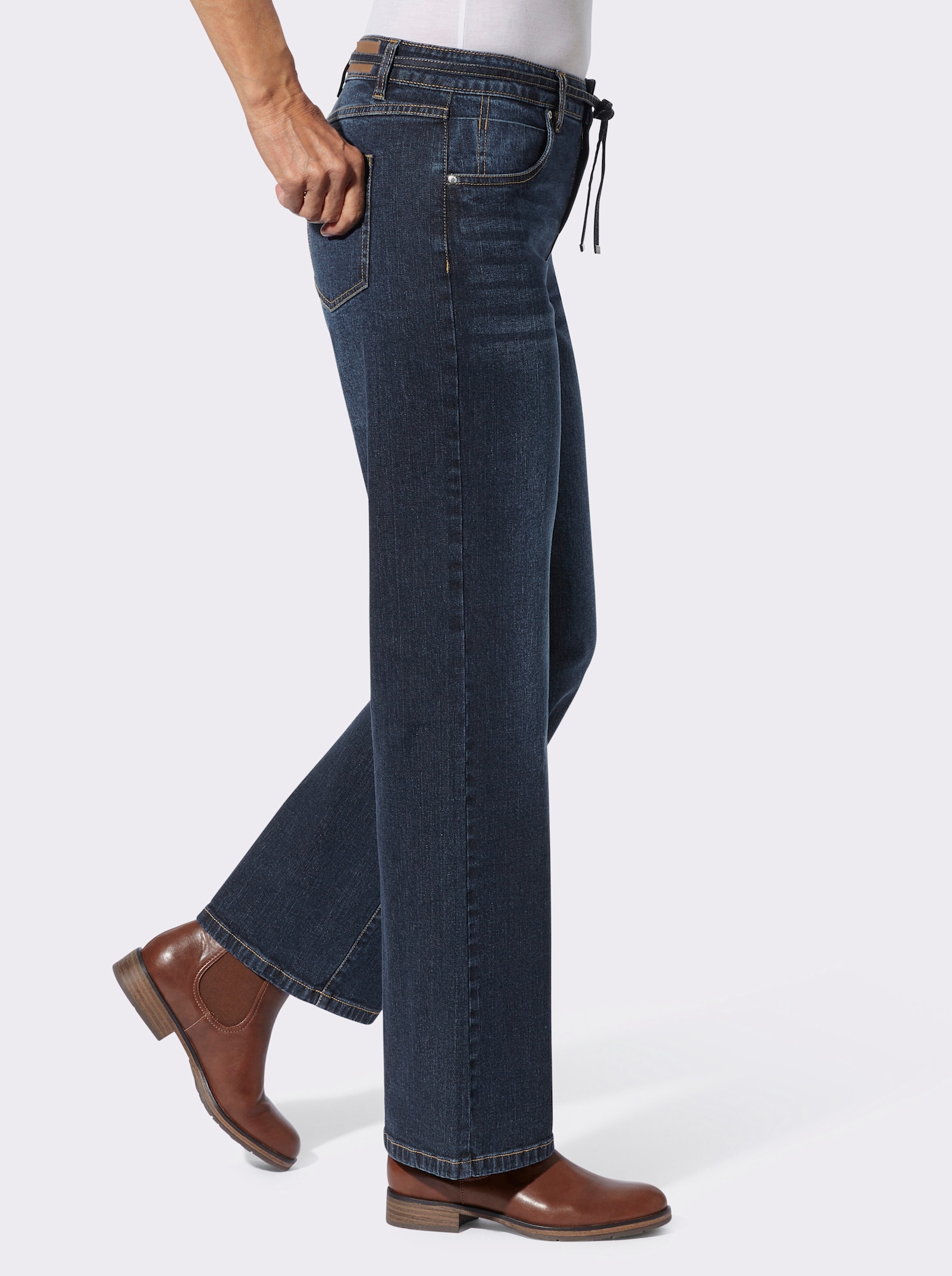  Jeans mit Bindegürtel - dark blue