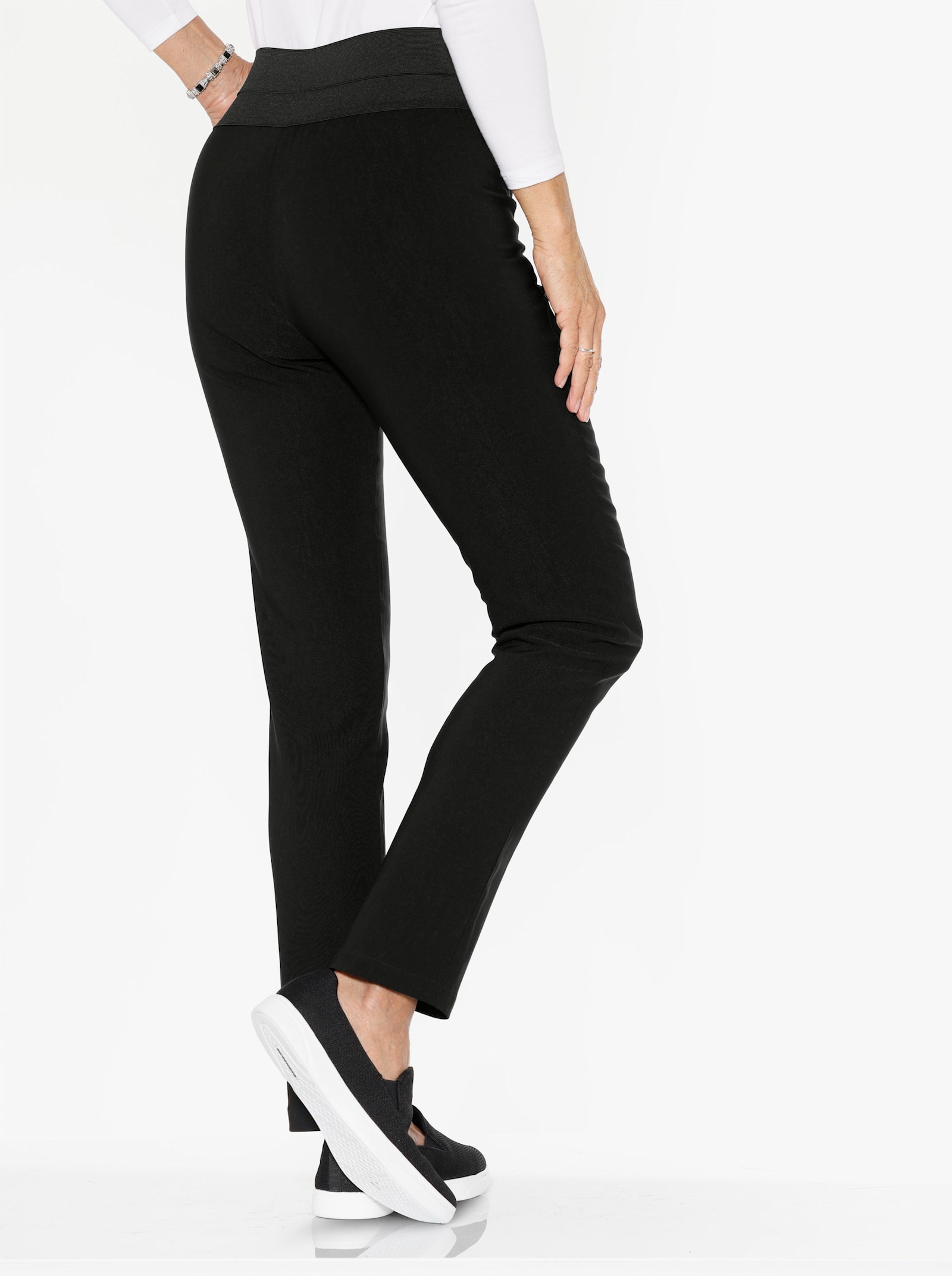 Comfortbroek met aangestikte comfortband - zwart