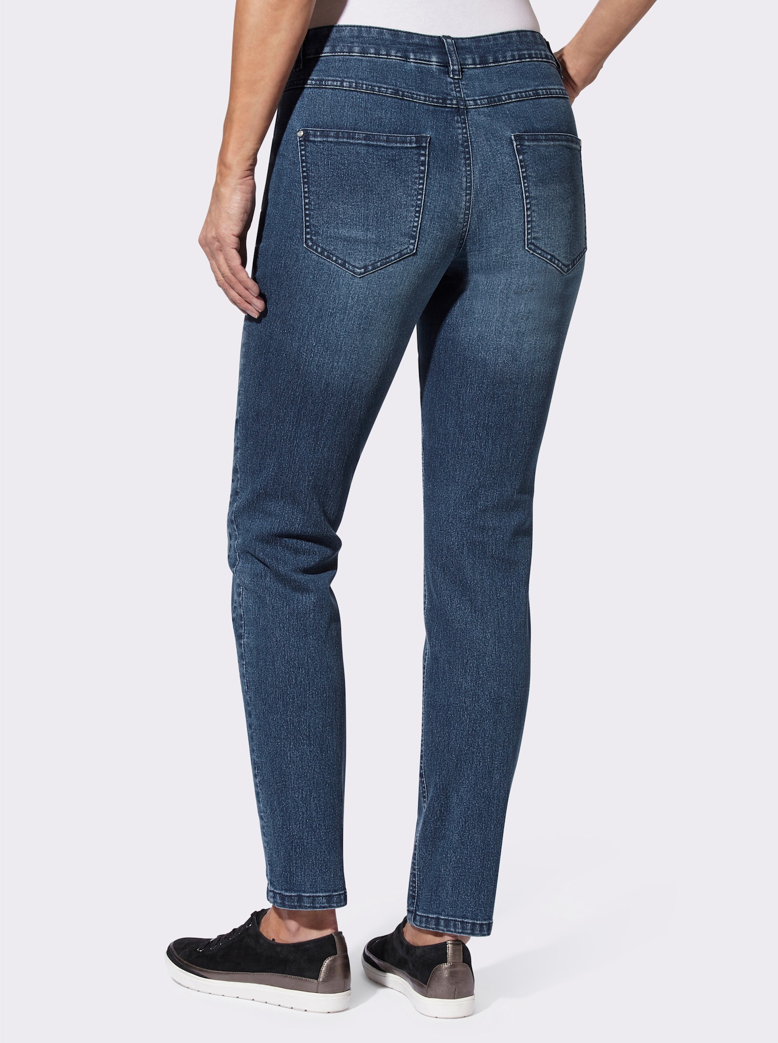 Stretch-Jeans mit streckender Seitennaht - blue-stone-washed