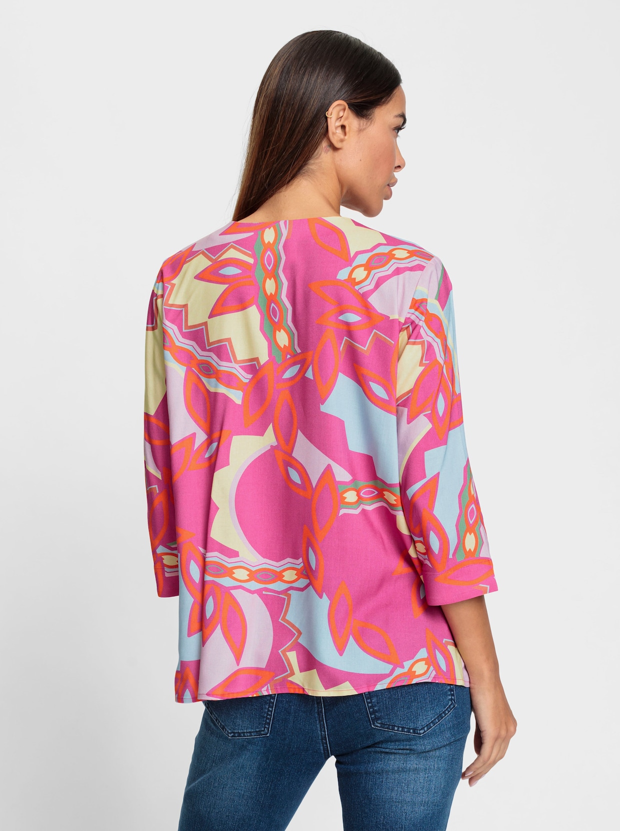 heine Blouse met print - oranje/fuchsia bedrukt