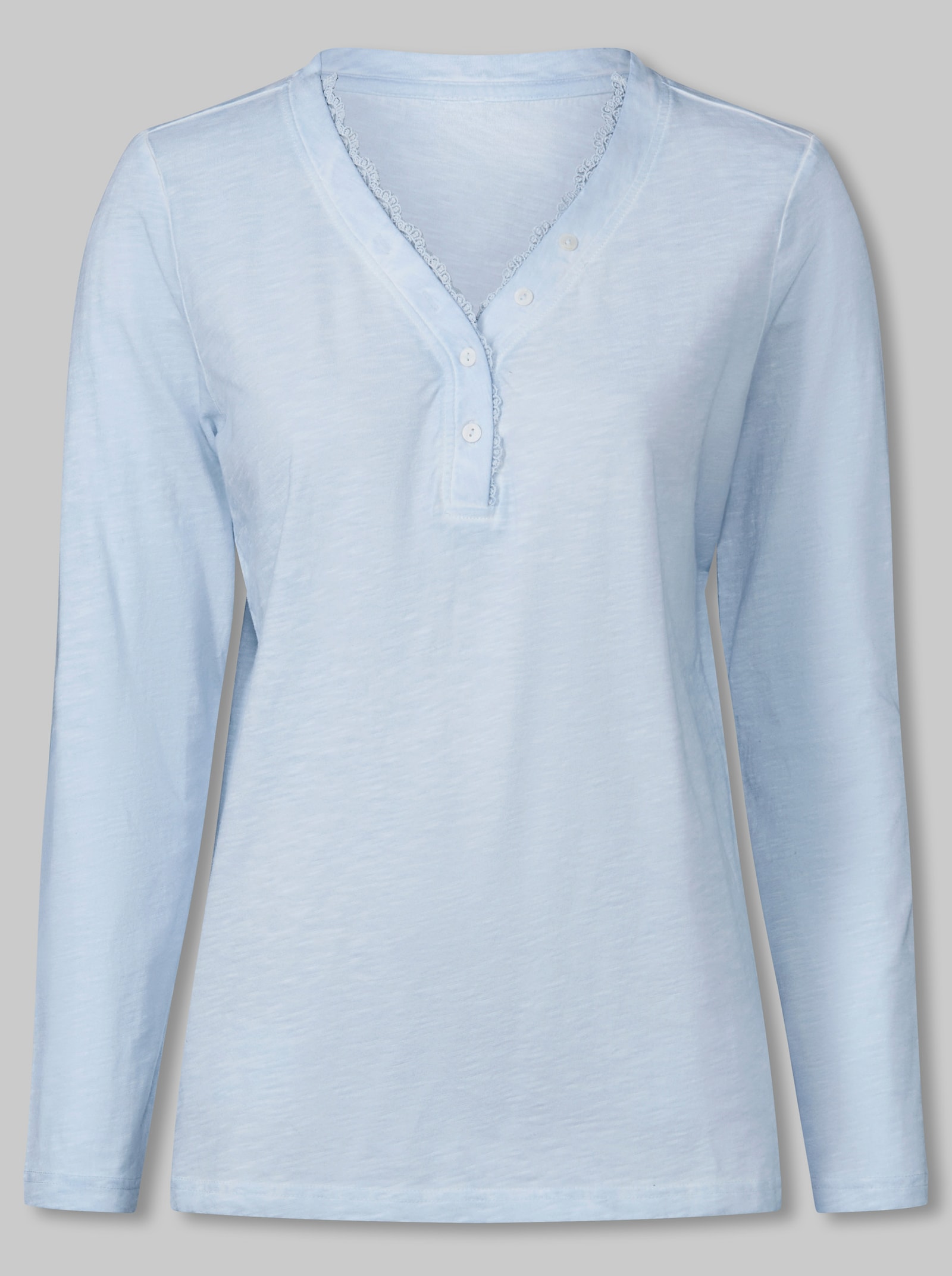 heine V-Shirt mit Spitze - eisblau