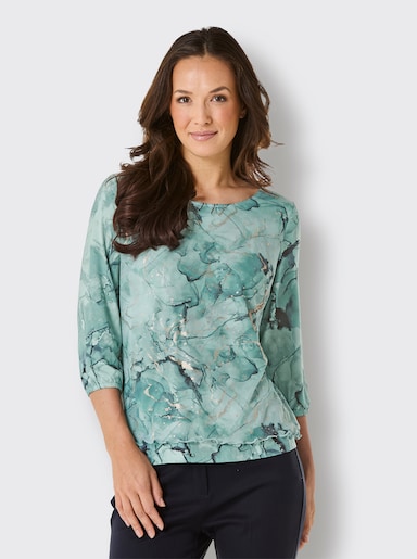 CREATION L PREMIUM 3/4-Arm-Shirt mit goldfarbenem Folienprint - kalkmint-bedruckt