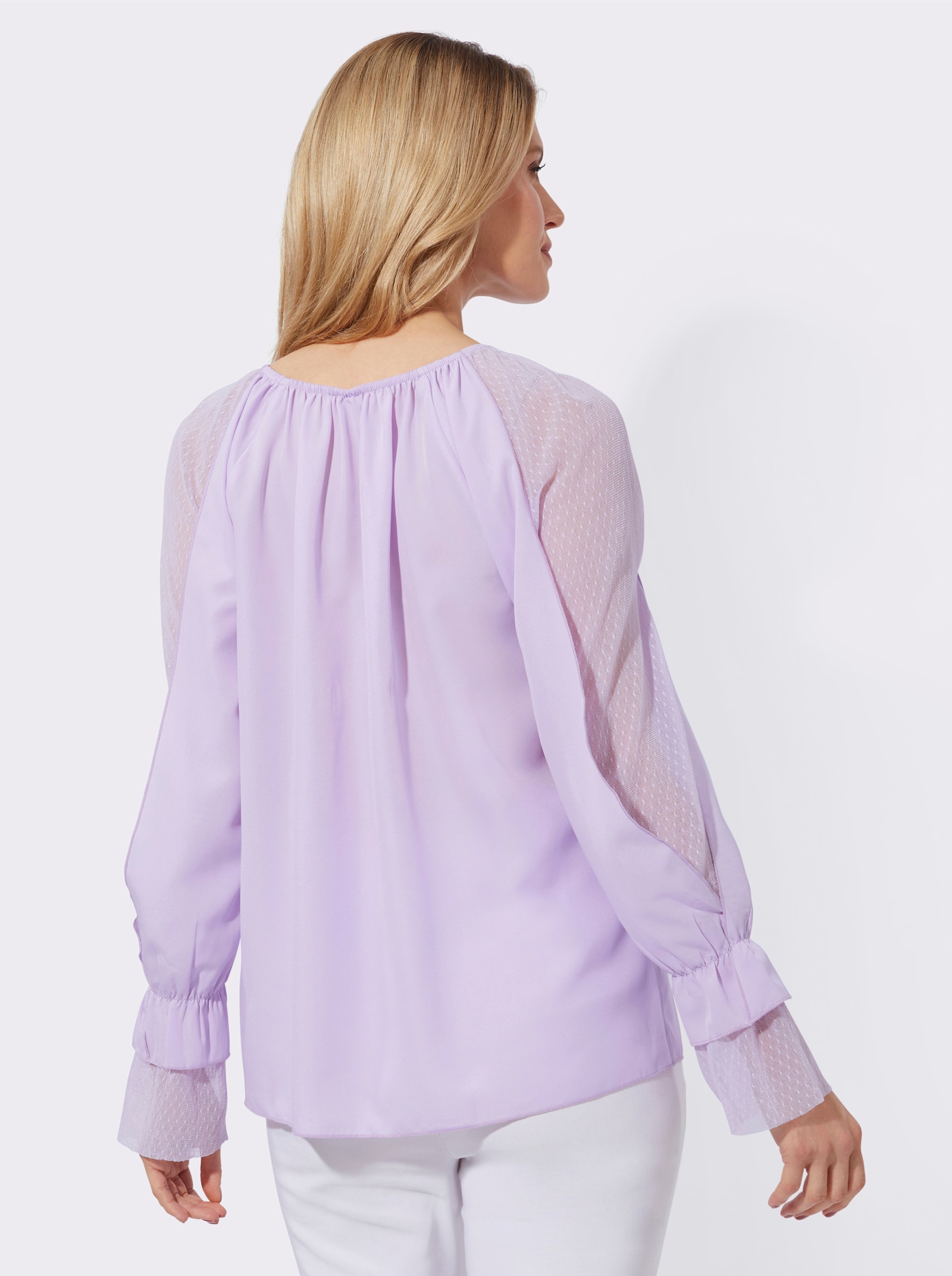 Schlupfbluse mit Spitze - flieder