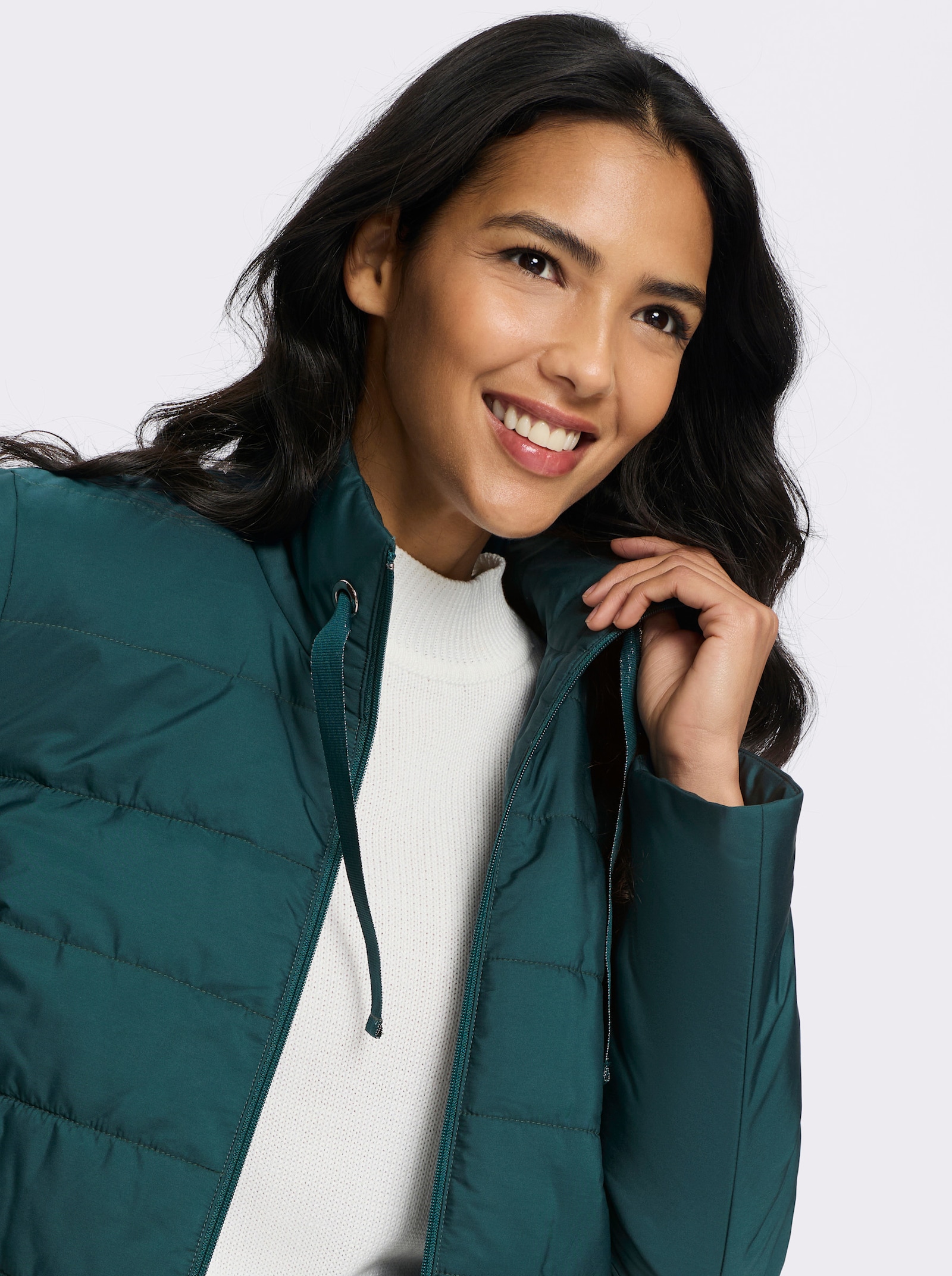 Steppjacke in kastiger Form - petrol