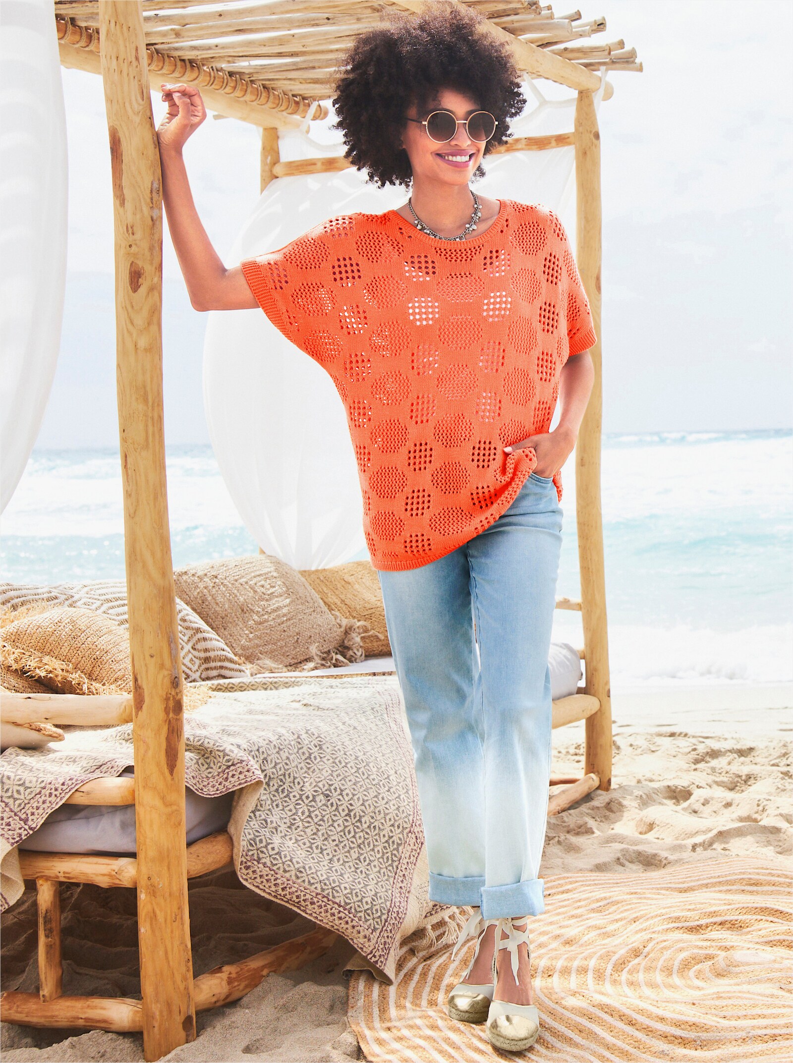 heine 5-Pocket-Jeans mit Used-Effekt - blue-bleached