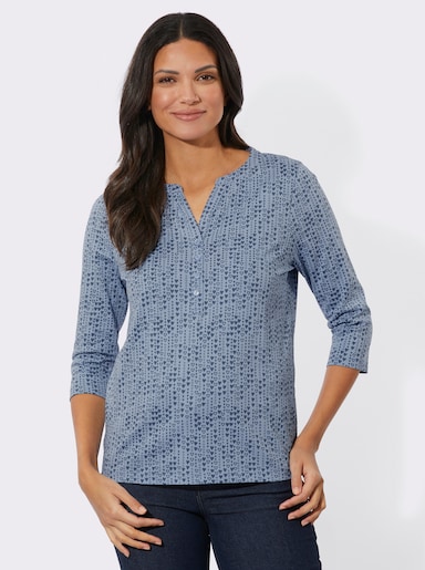 3/4-Arm-Shirt mit Herzchen-Muster - bleu-rauchblau-bedruckt