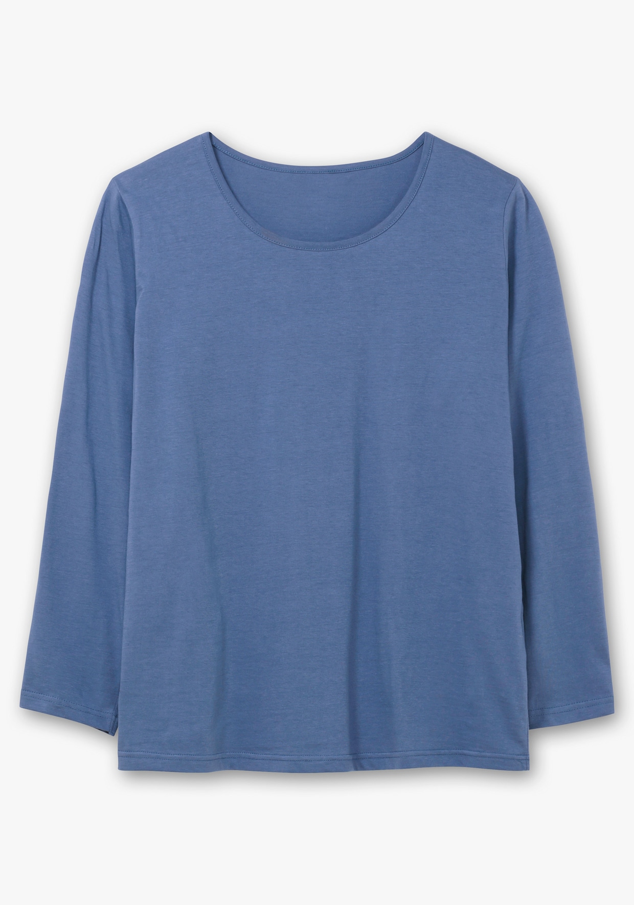 Langarmshirt in reiner Baumwolle - jeansblau