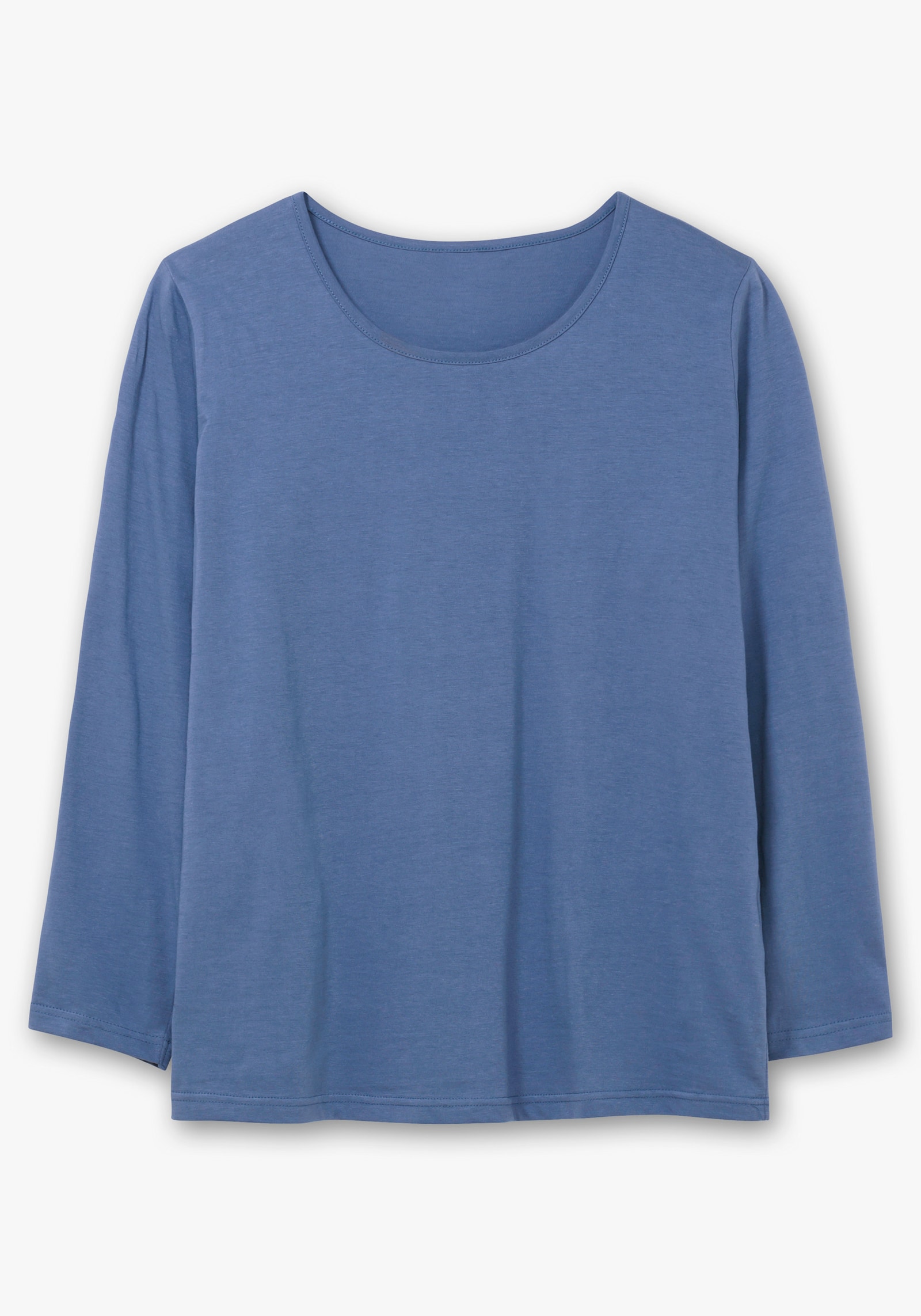 Langarmshirt in reiner Baumwolle - jeansblau