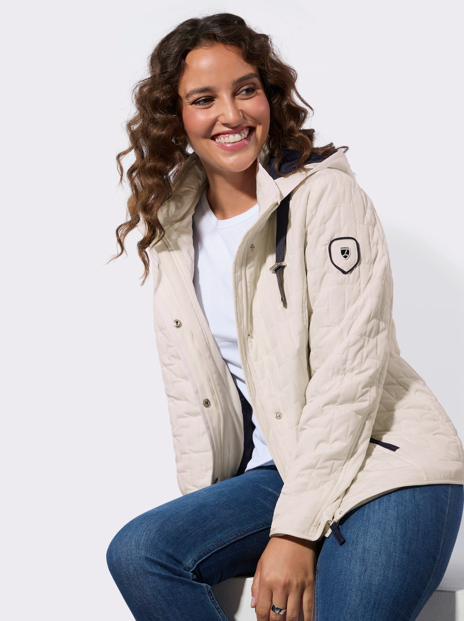 Steppjacke mit Reissverschluss-Taschen - champagner