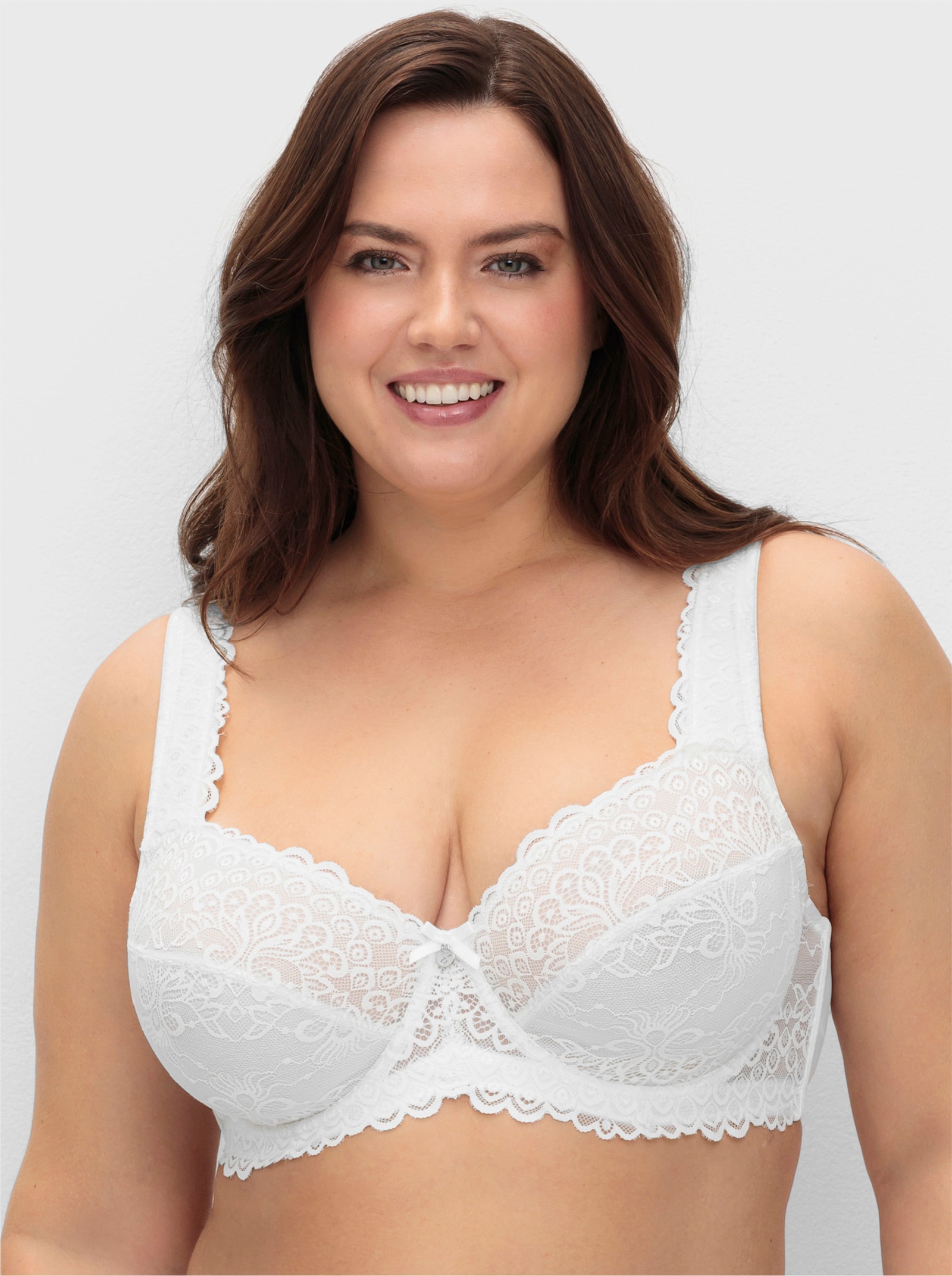 sheego Bügel-BH mit floraler Spitze - weiß