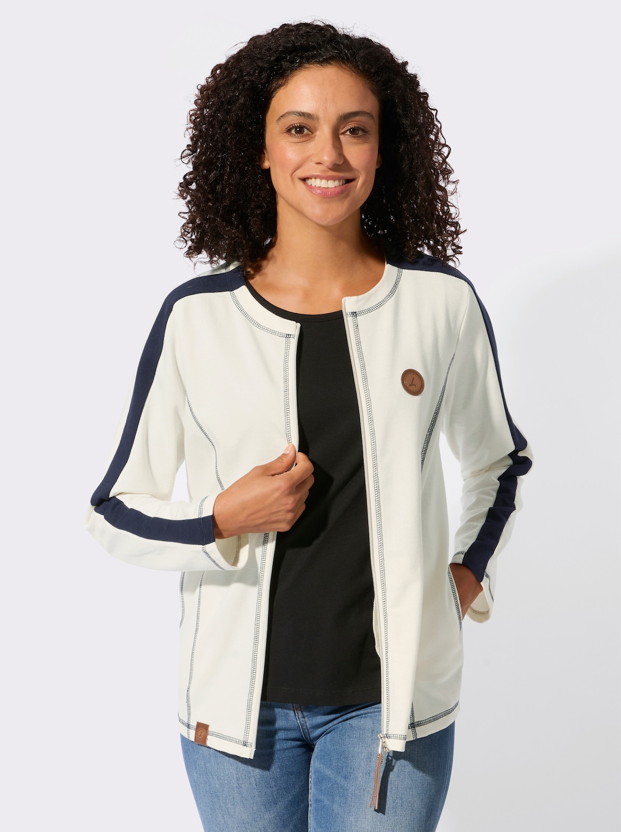 Shirtjacke - ecru-marine