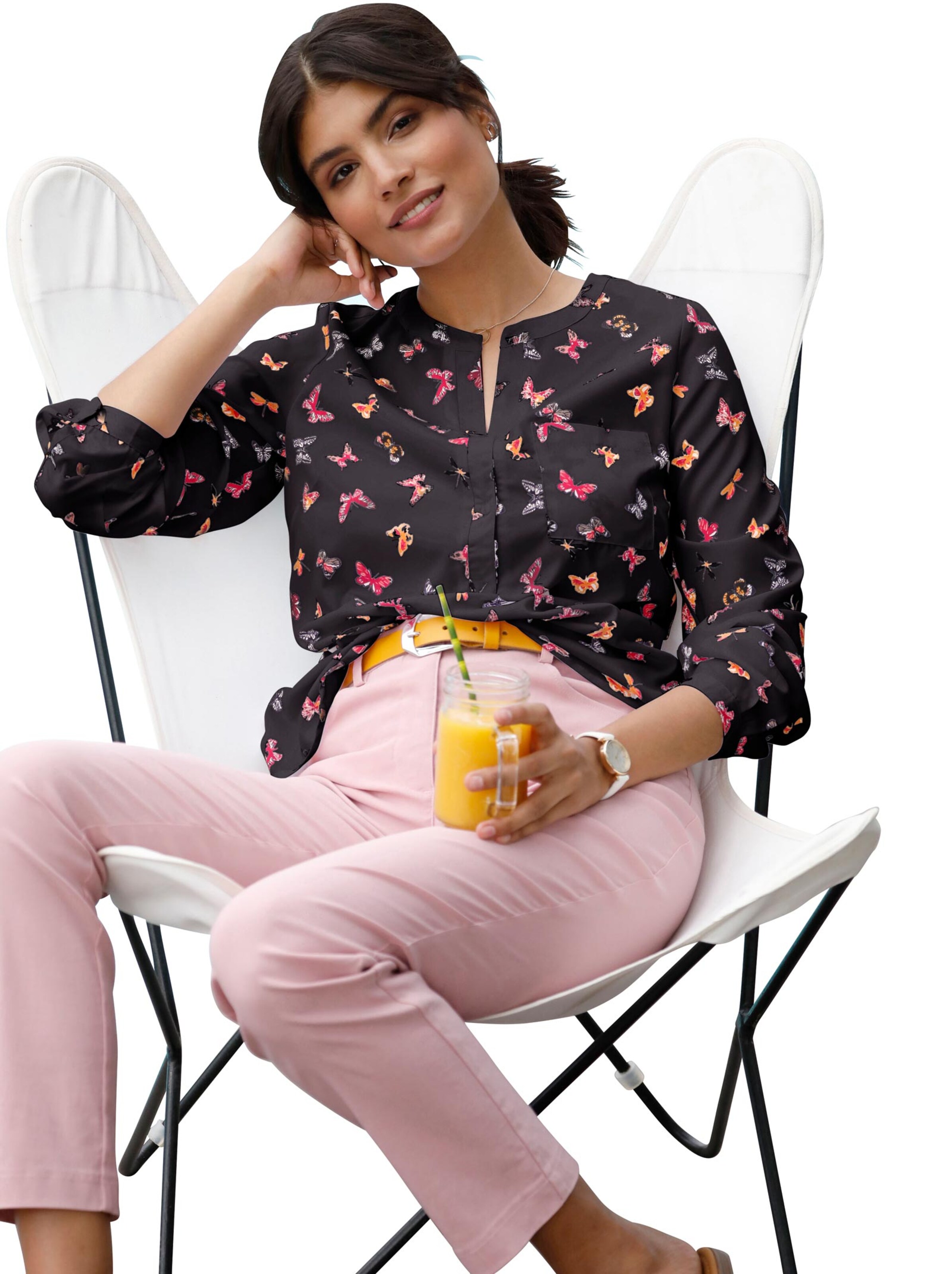 Bluse - schwarz-gemustert