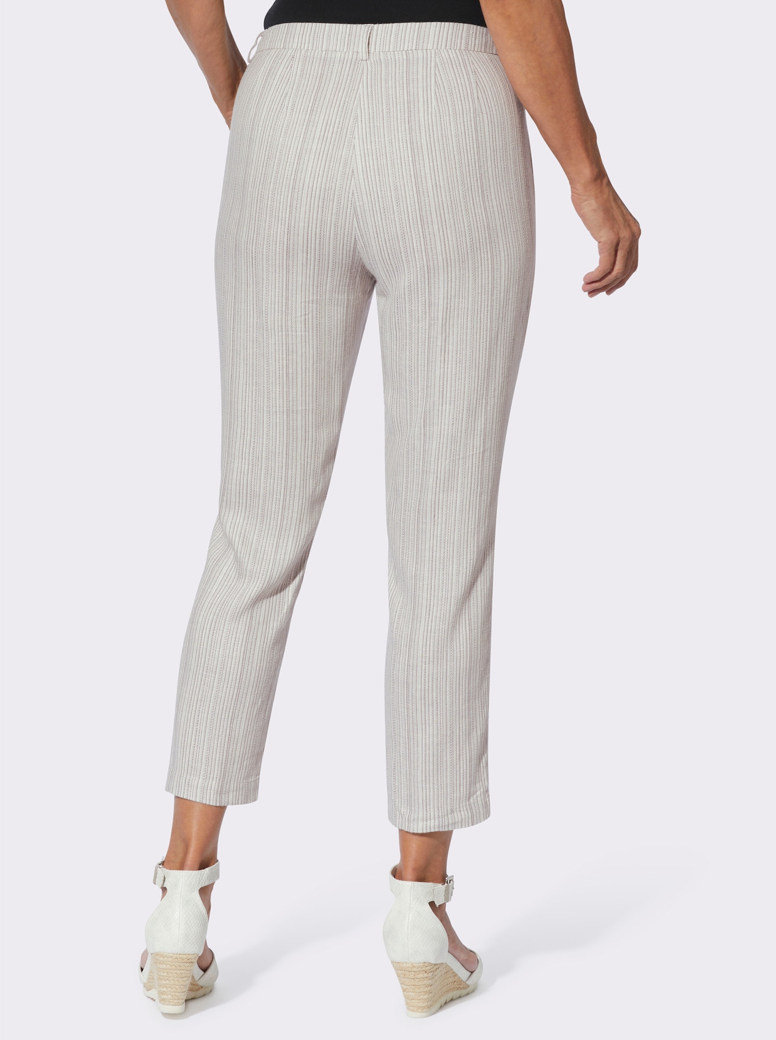Webhose mit Jacquard-Muster - champagner-grau-gestreift