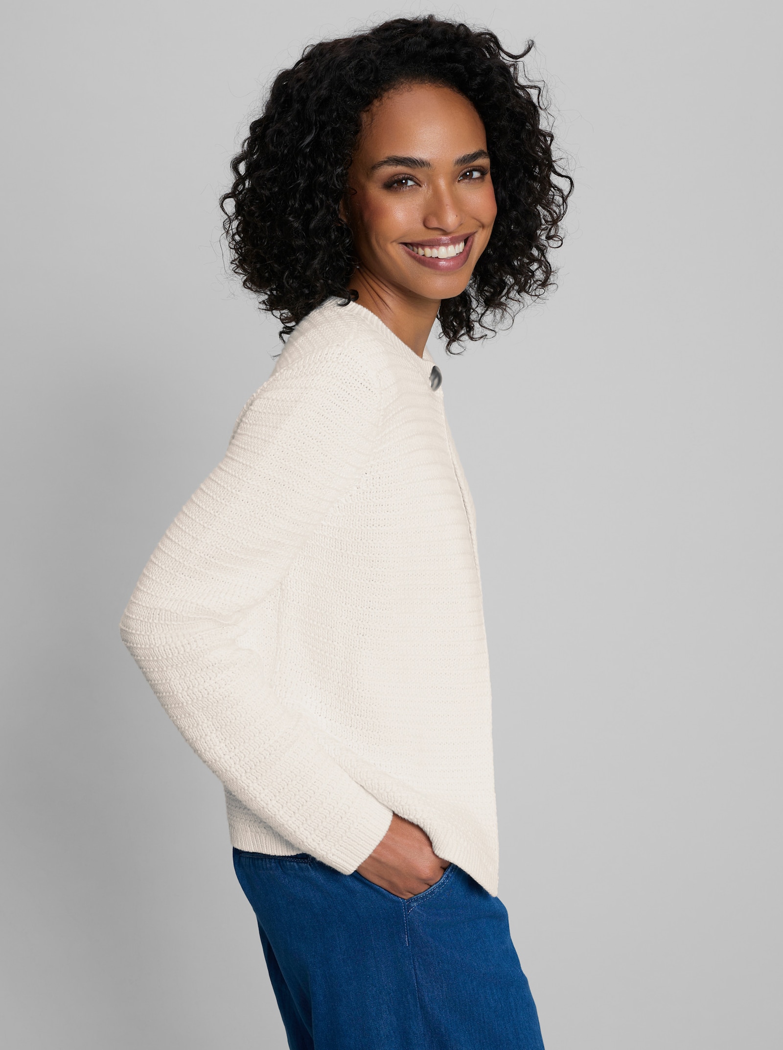 heine Strickjacke mit Strukturmuster - ecru