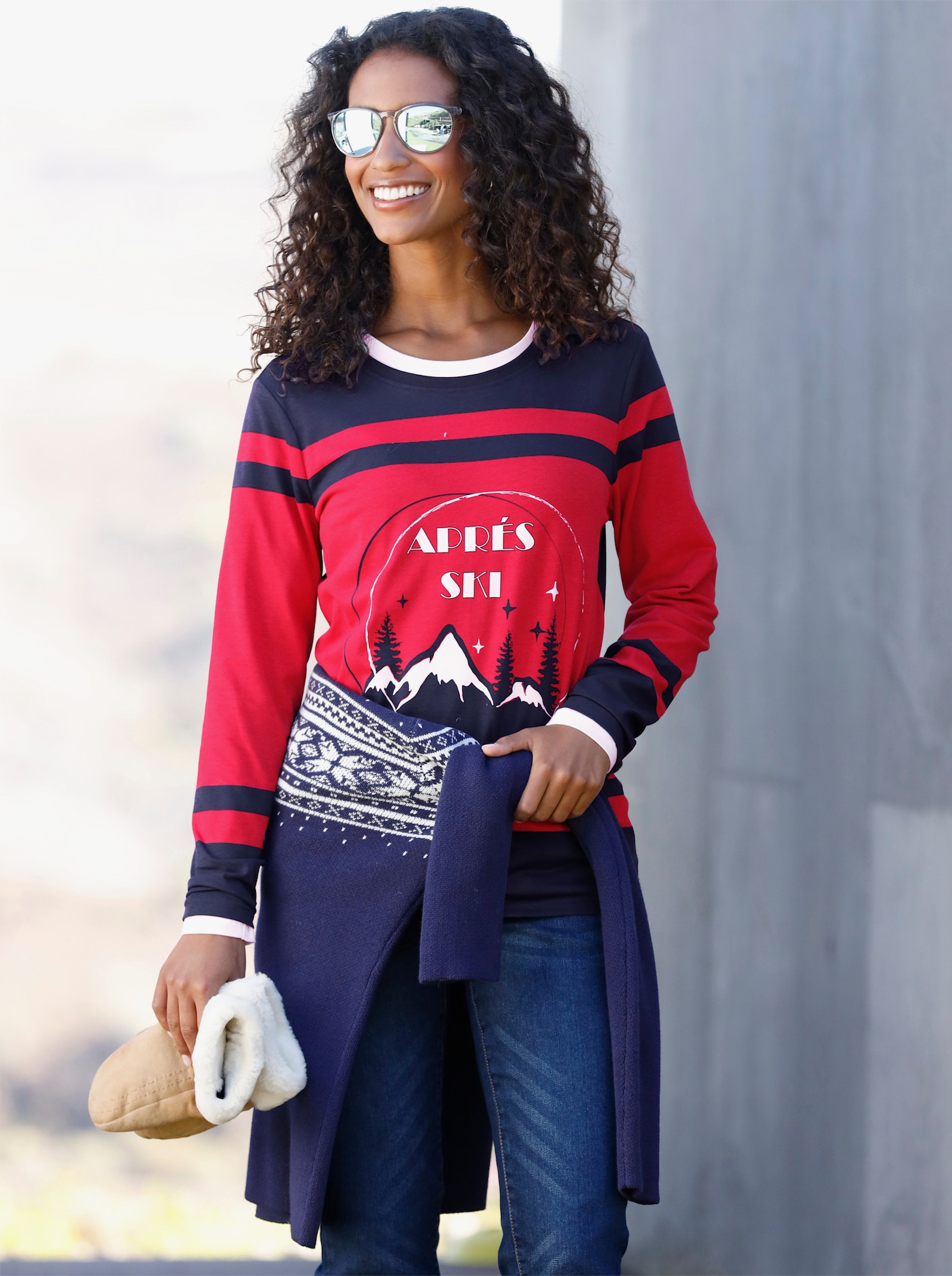 heine Shirt met lange mouwen en print - marine geprint