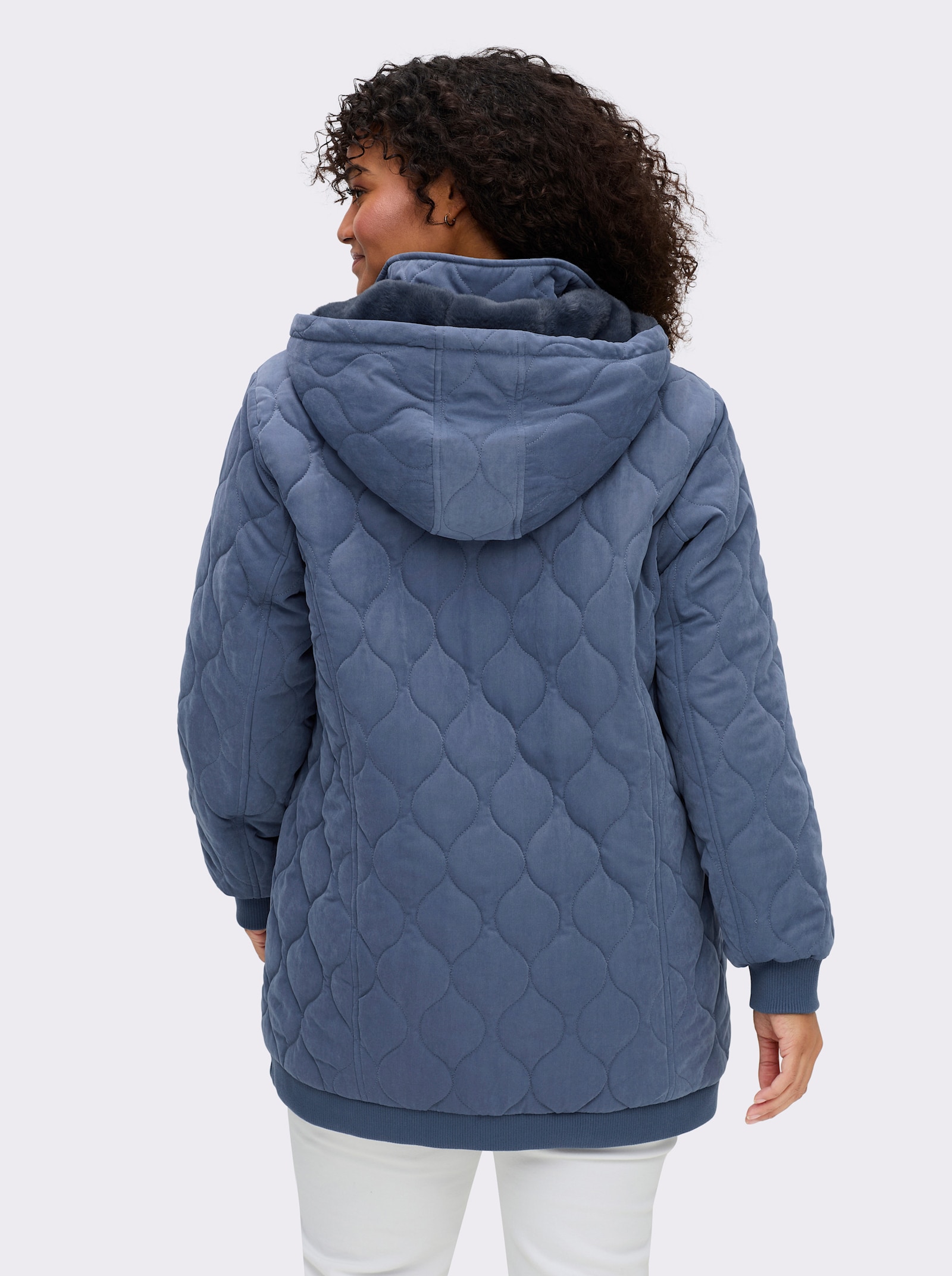 sheego Steppjacke mit Kapuze - rauchblau