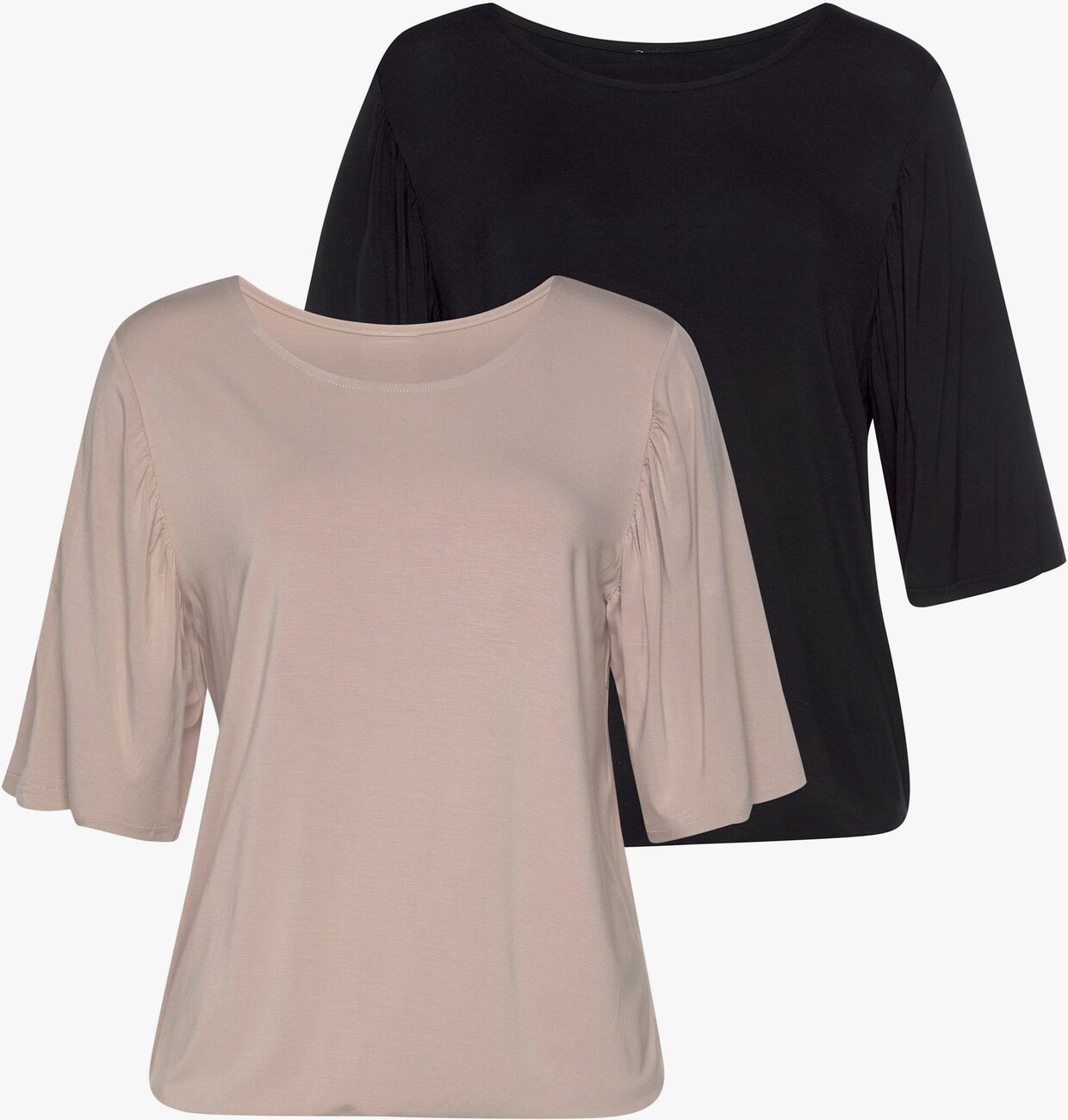 Vivance Shirt met ronde hals - zand, zwart