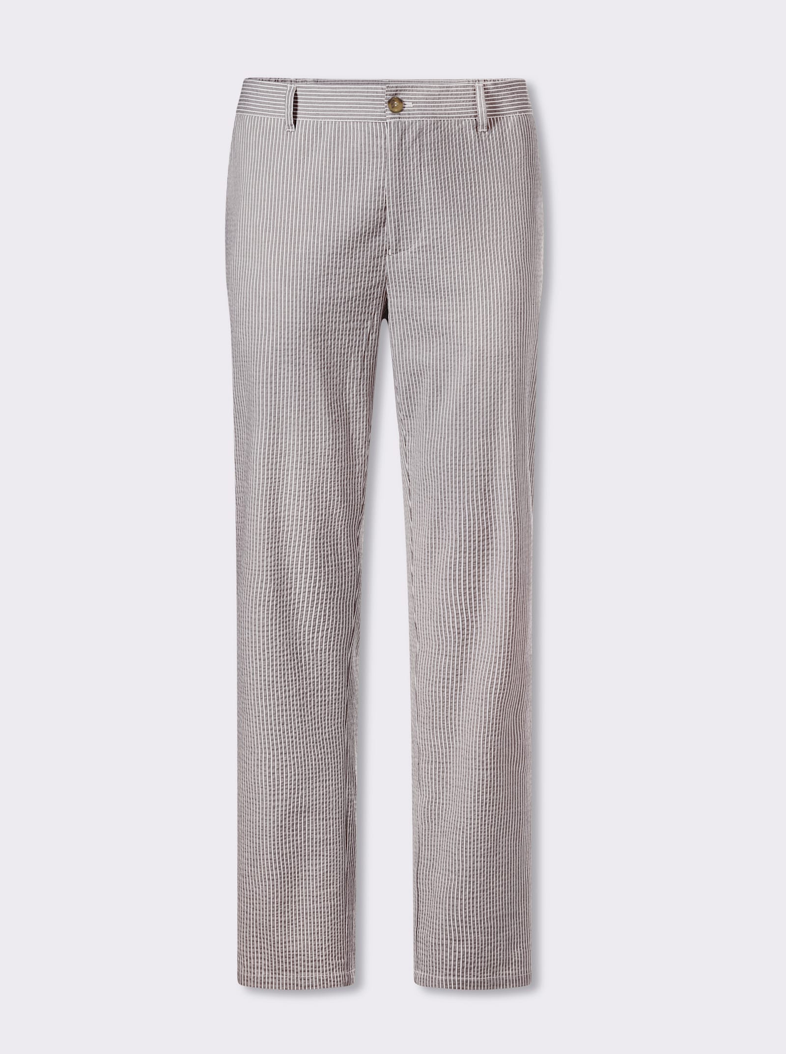 Marco Donati Broek van seersucker - sesam gestreept