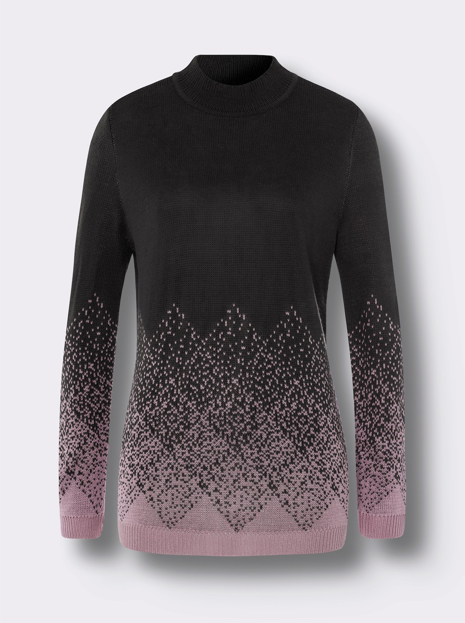 Pullover met opstaande kraag en jacquardpatroon - mauve/grafiet gedessineerd