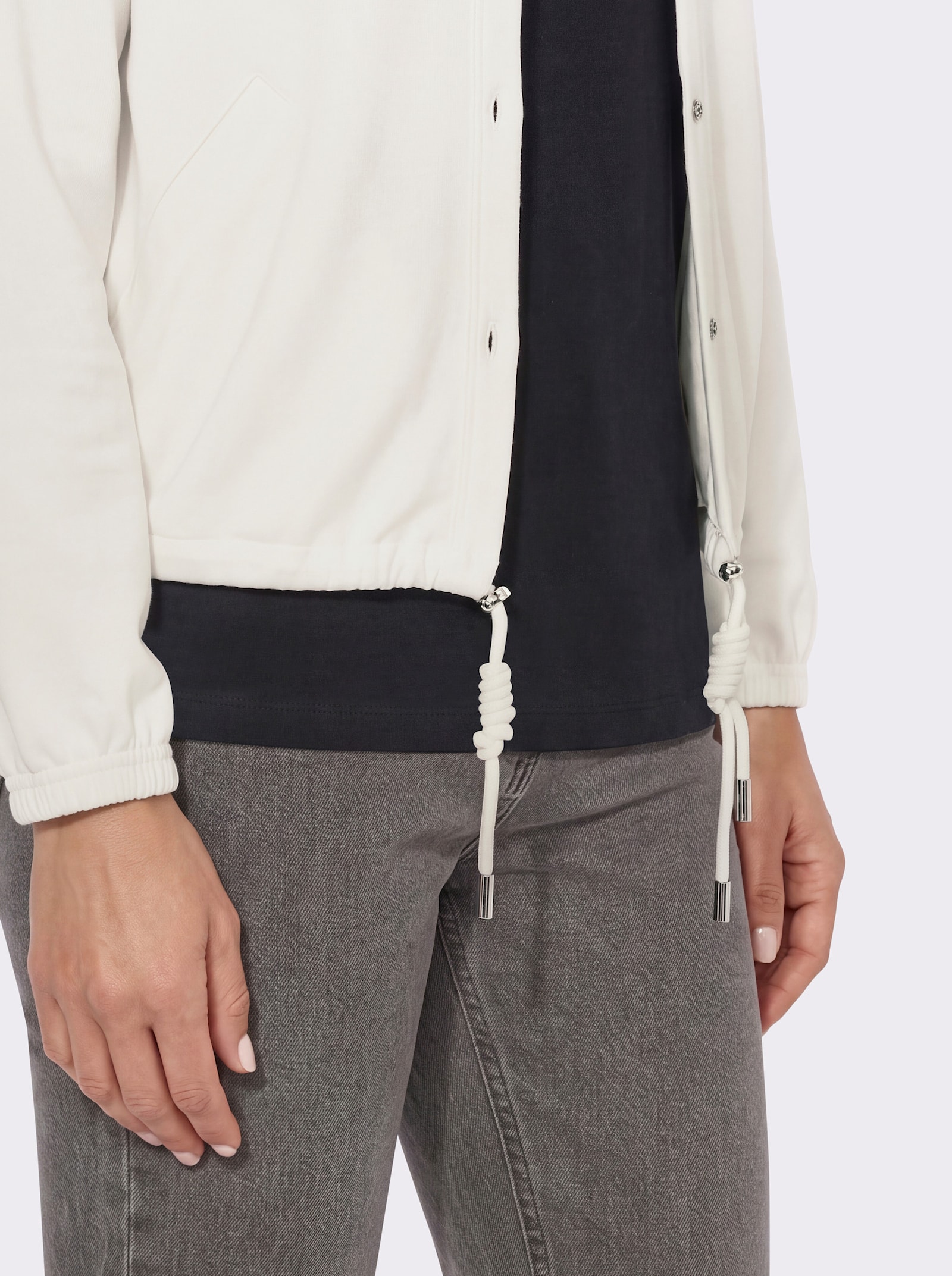 Shirtjacke mit Kapuze - ecru