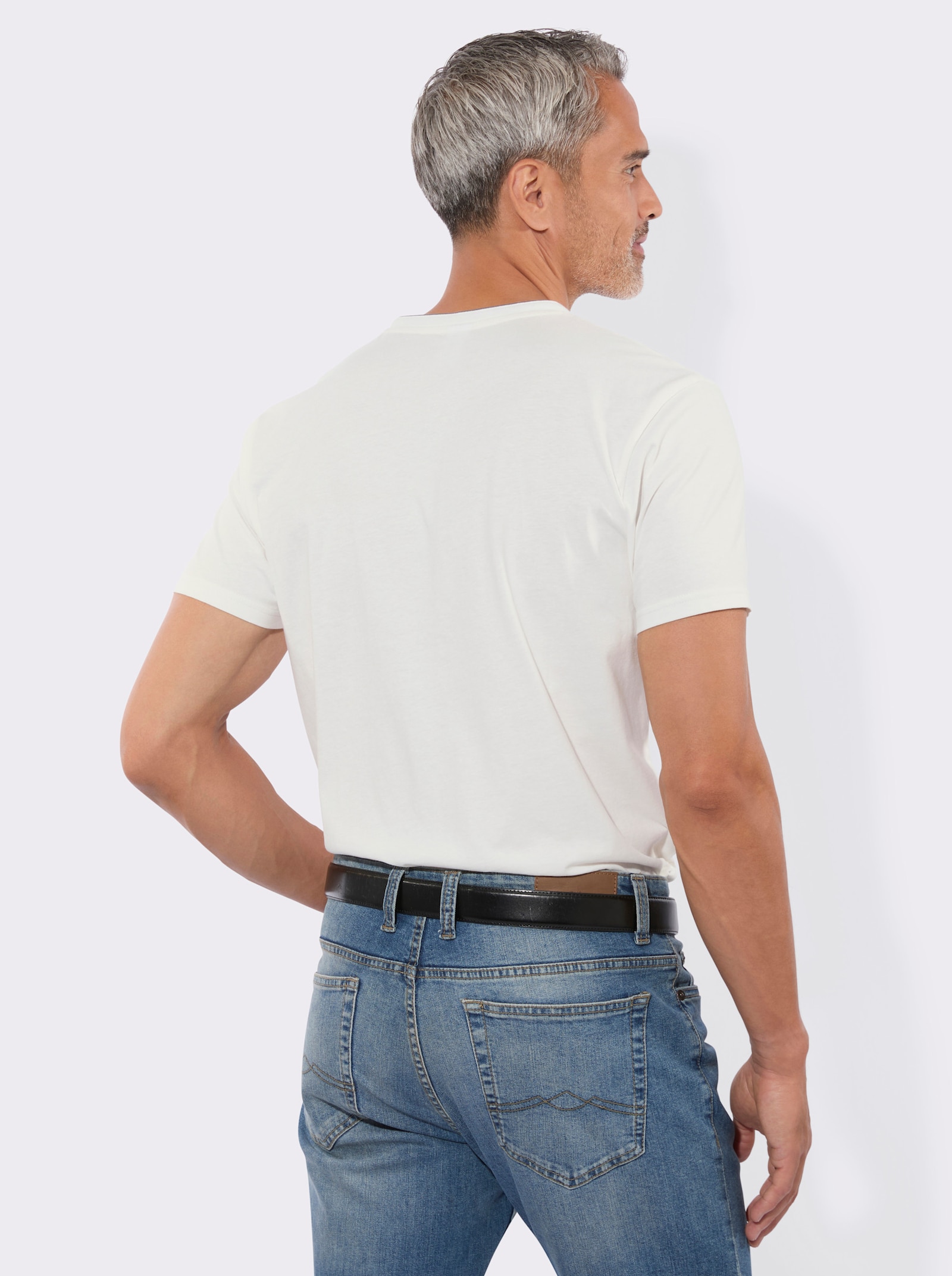 Henleyshirt mit kleinem Druck-Motiv - ecru