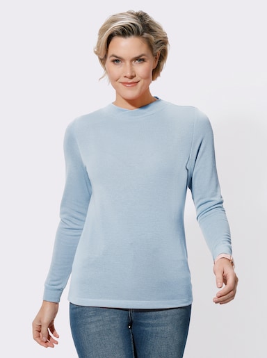 Langarmshirt mit angerauter Innenseite - hellblau
