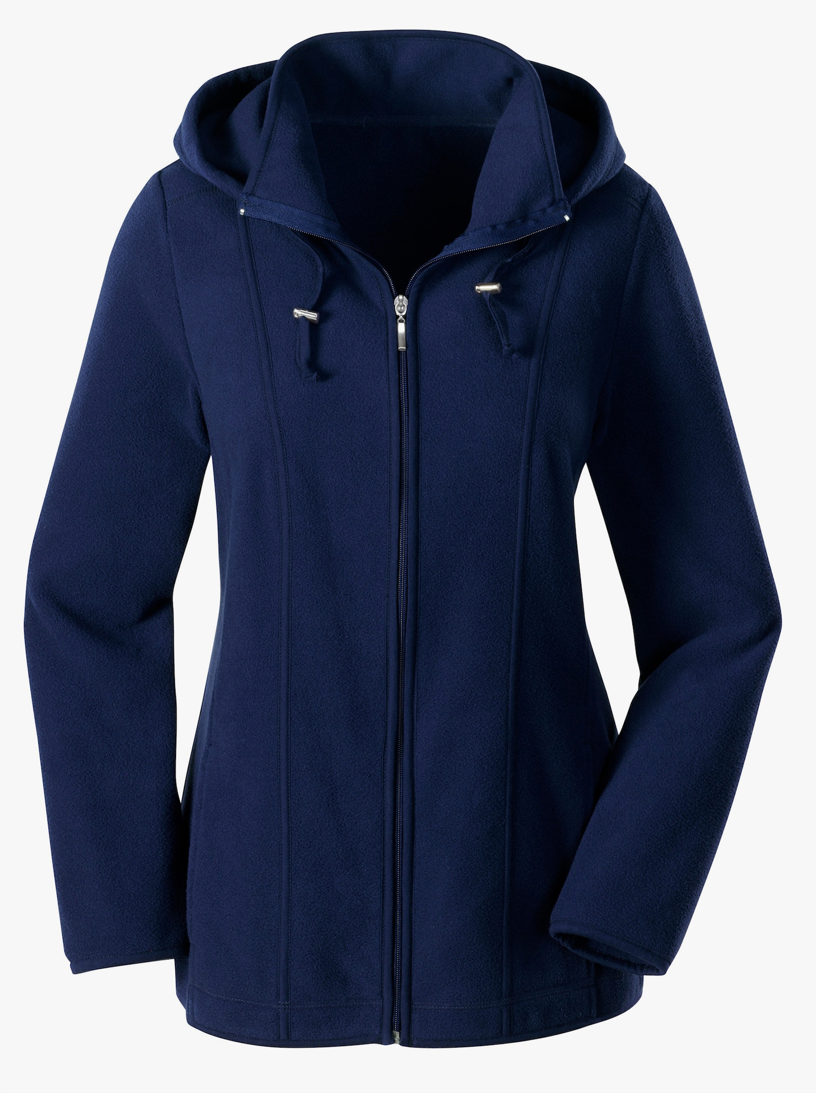 Fleecejacke mit abnehmbarer Kapuze - marine