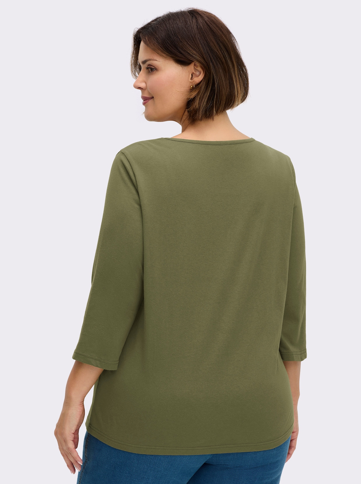 3/4-Arm-Shirt mit Ziersteinchen - oliv