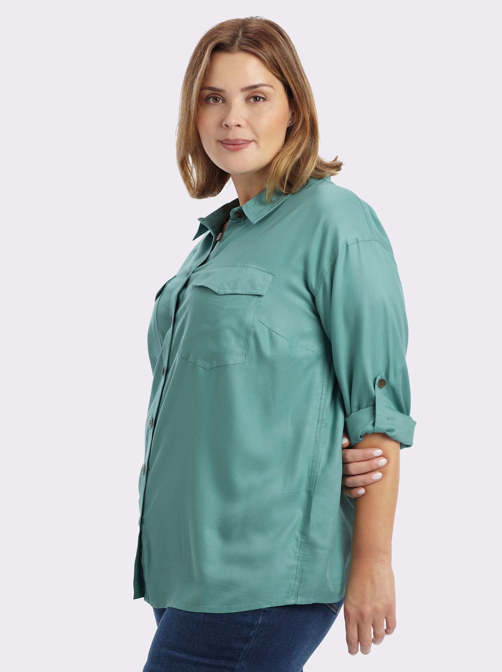 Hemdbluse aus reiner Viskose - salbei