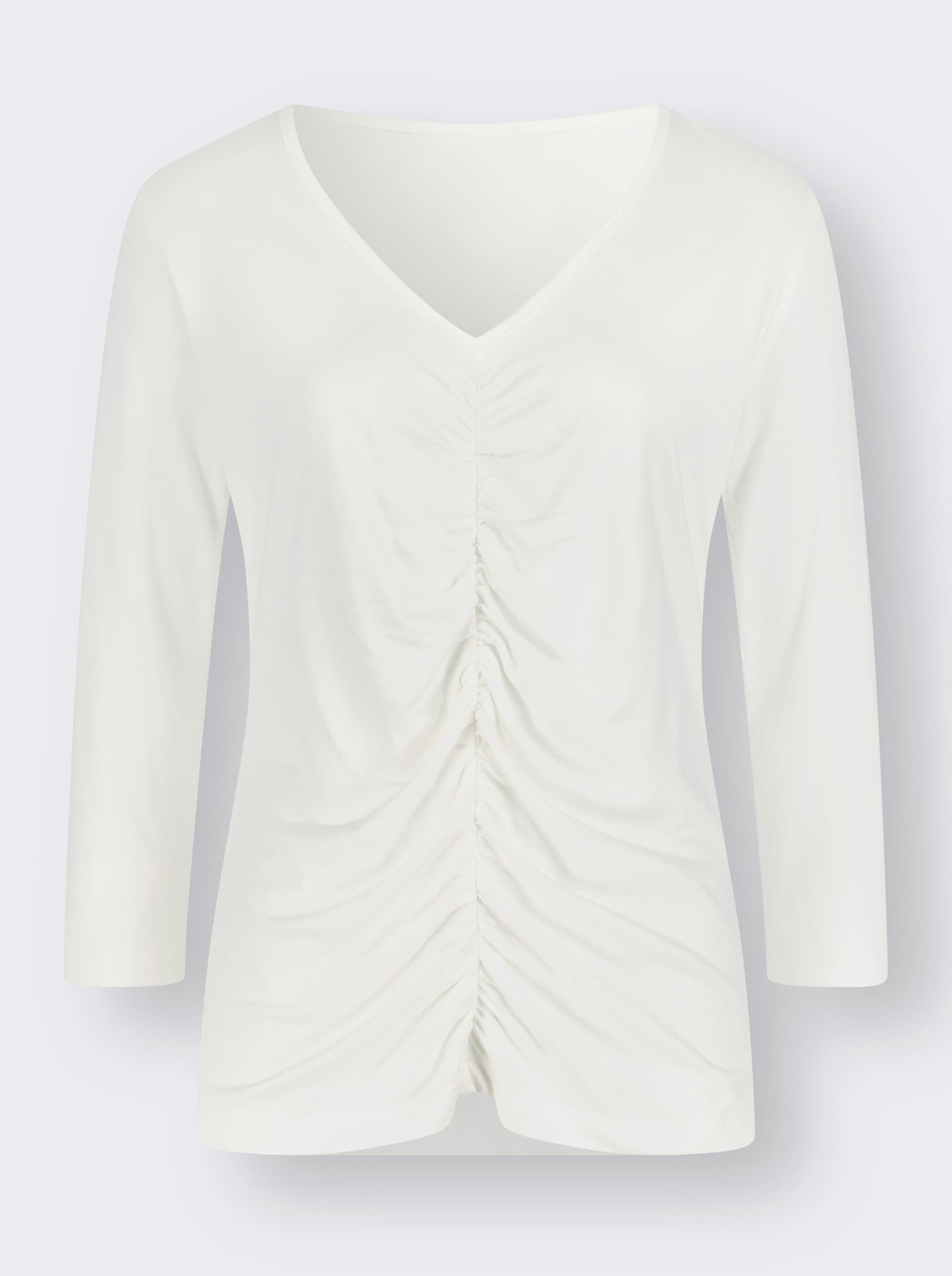 3/4-Arm-Shirt mit Raffungen - ecru