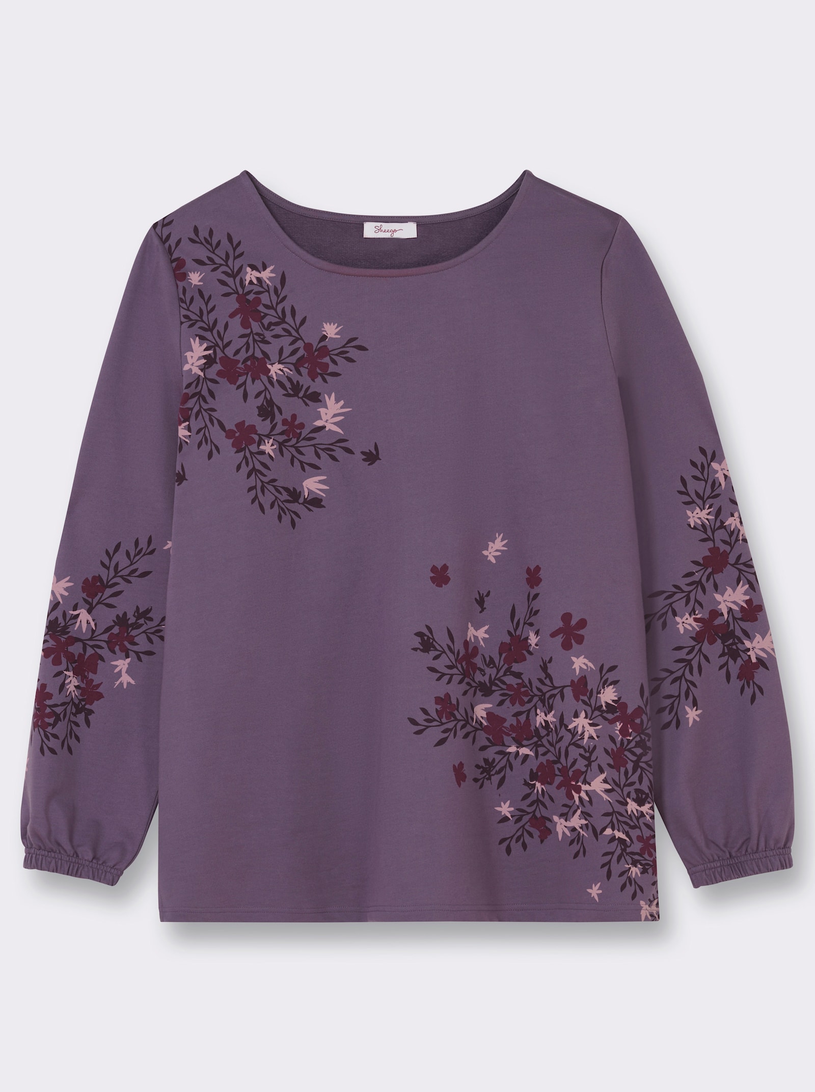 sheego Sweatshirt mit Blumenprints - feige-aubergine-bedruckt