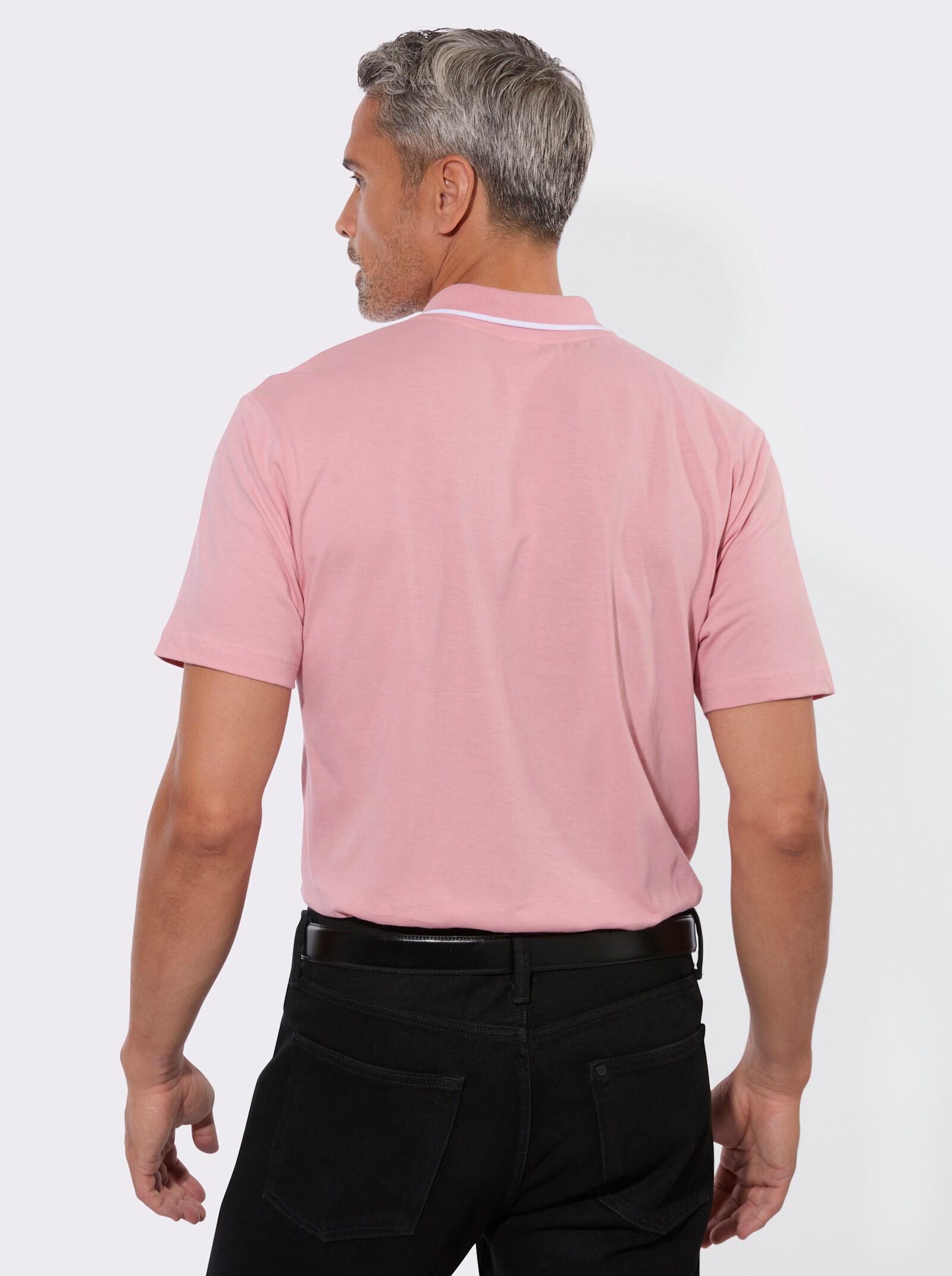 Poloshirt mit Kontrast-Details - rosenquarz