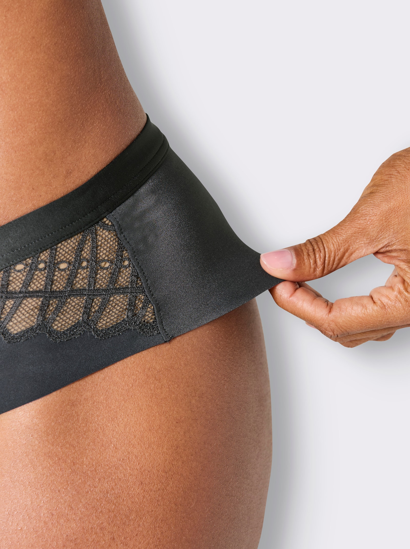 Hüftslip mit Spitze - anthrazit
