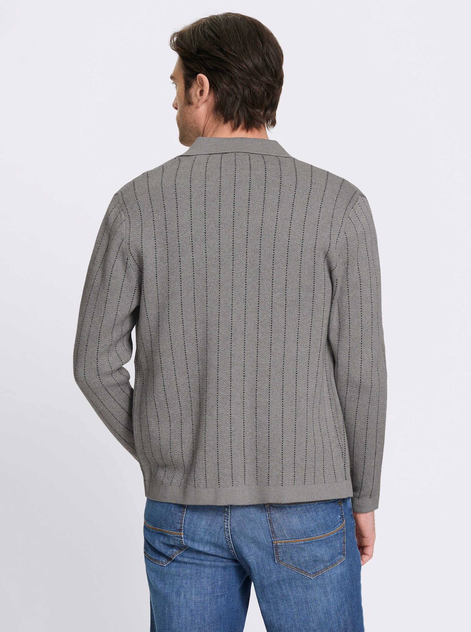 Marco Donati Strickjacke mit Jacquard-Muster, Baumwolle - grau-meliert