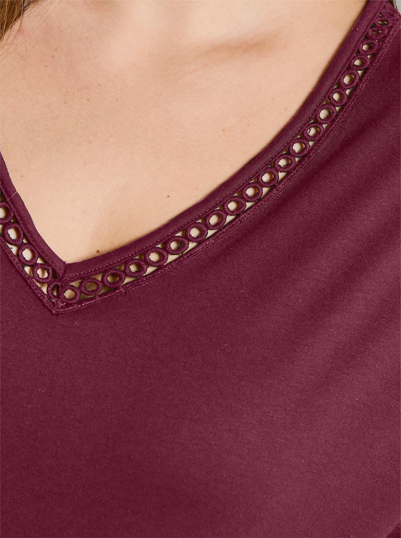 sheego Longshirt mit Quasten - bordeaux