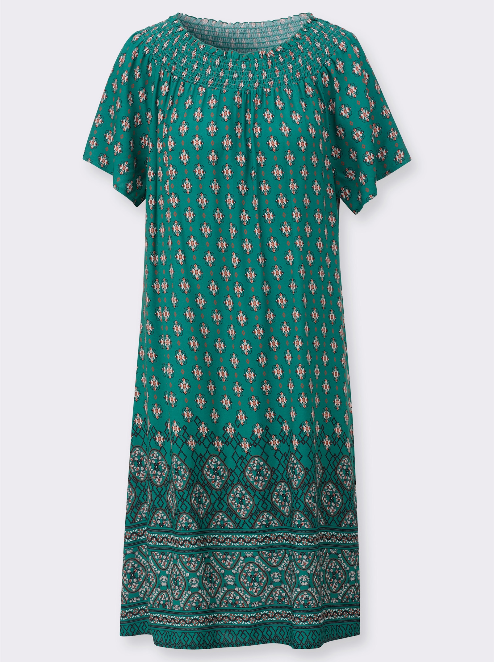 Druckkleid mit Bordürendruck - grün-bedruckt